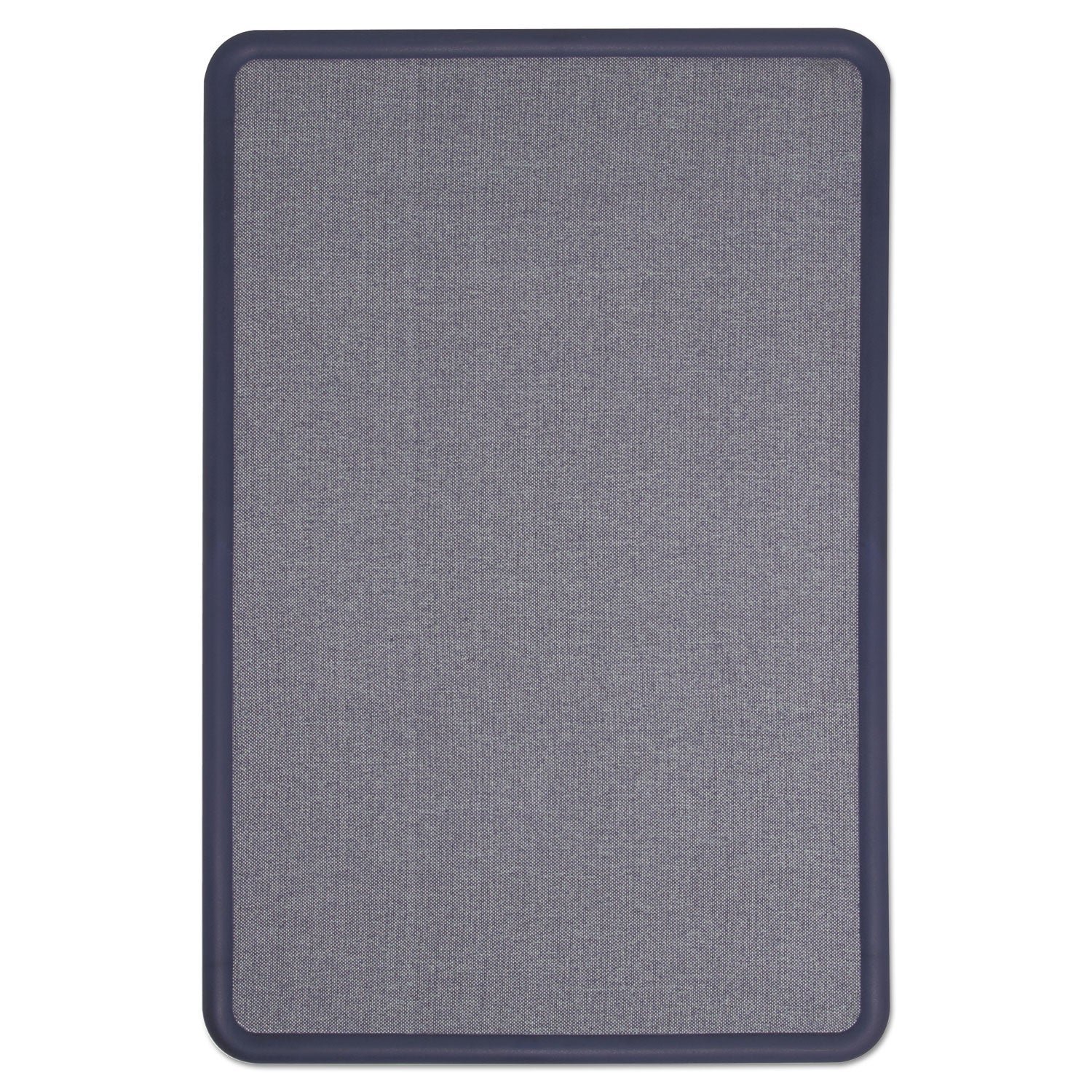 Contour Fabric Bulletin Board, 36 x 24, Light Blue Surface, Navy Blue Plastic Frame - 