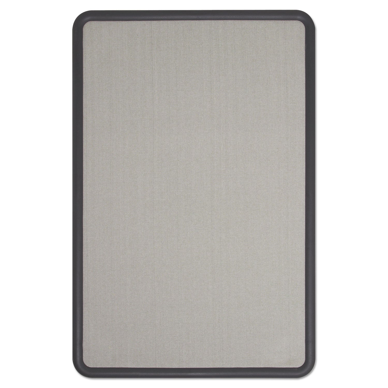 Contour Fabric Bulletin Board, 48 x 36, Gray Surface, Black Plastic Frame - 