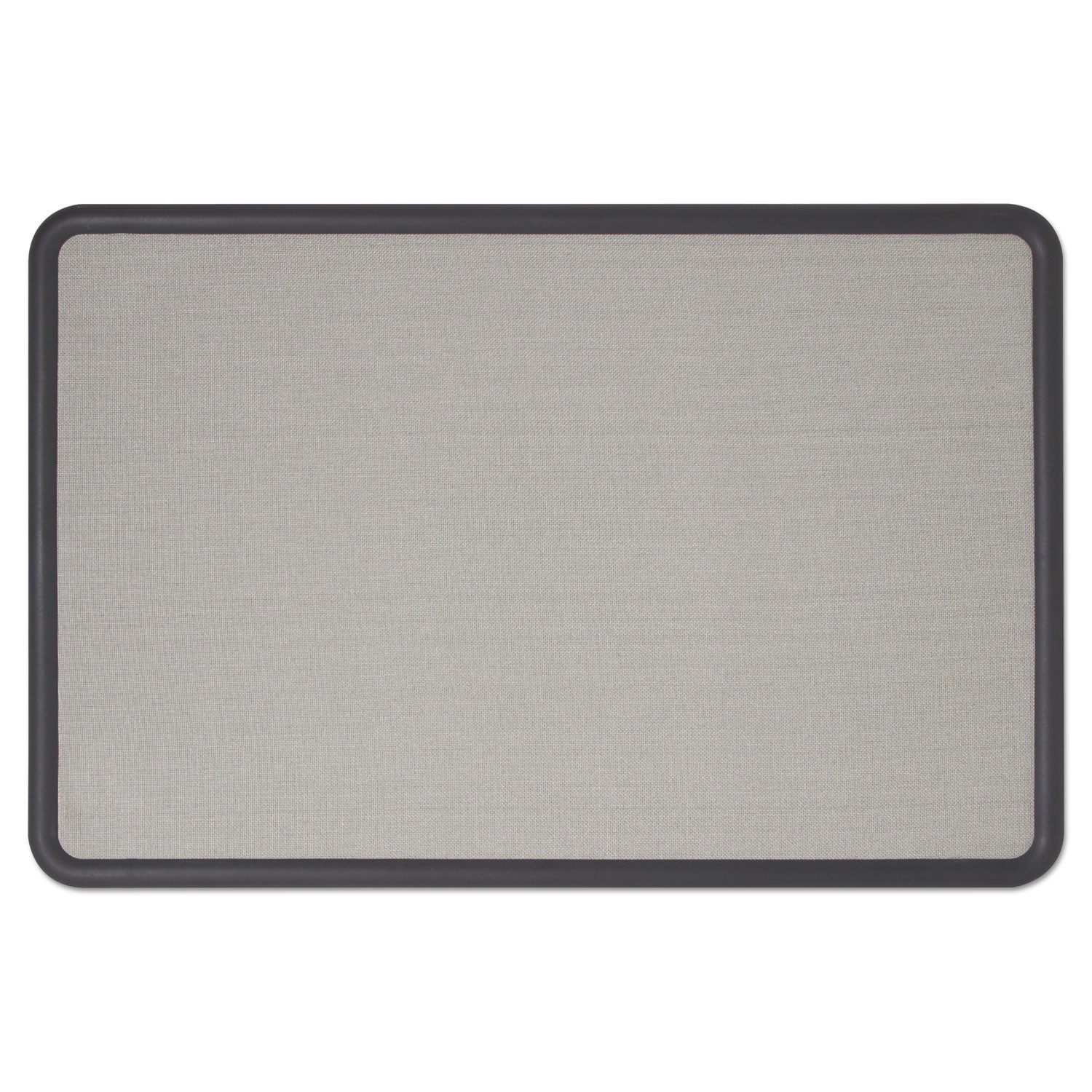 Contour Fabric Bulletin Board, 48 x 36, Gray Surface, Black Plastic Frame - 