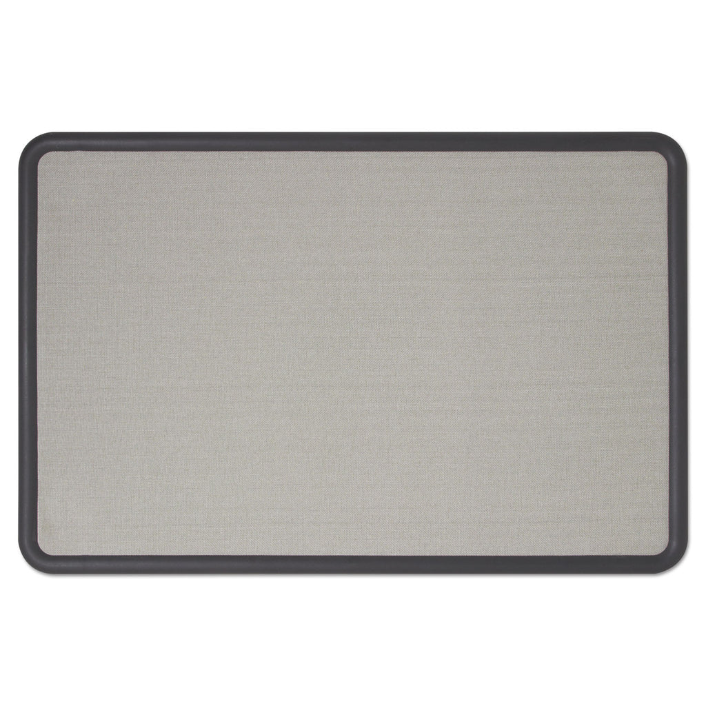 Contour Fabric Bulletin Board, 36 x 24, Gray Surface, Black Plastic Frame