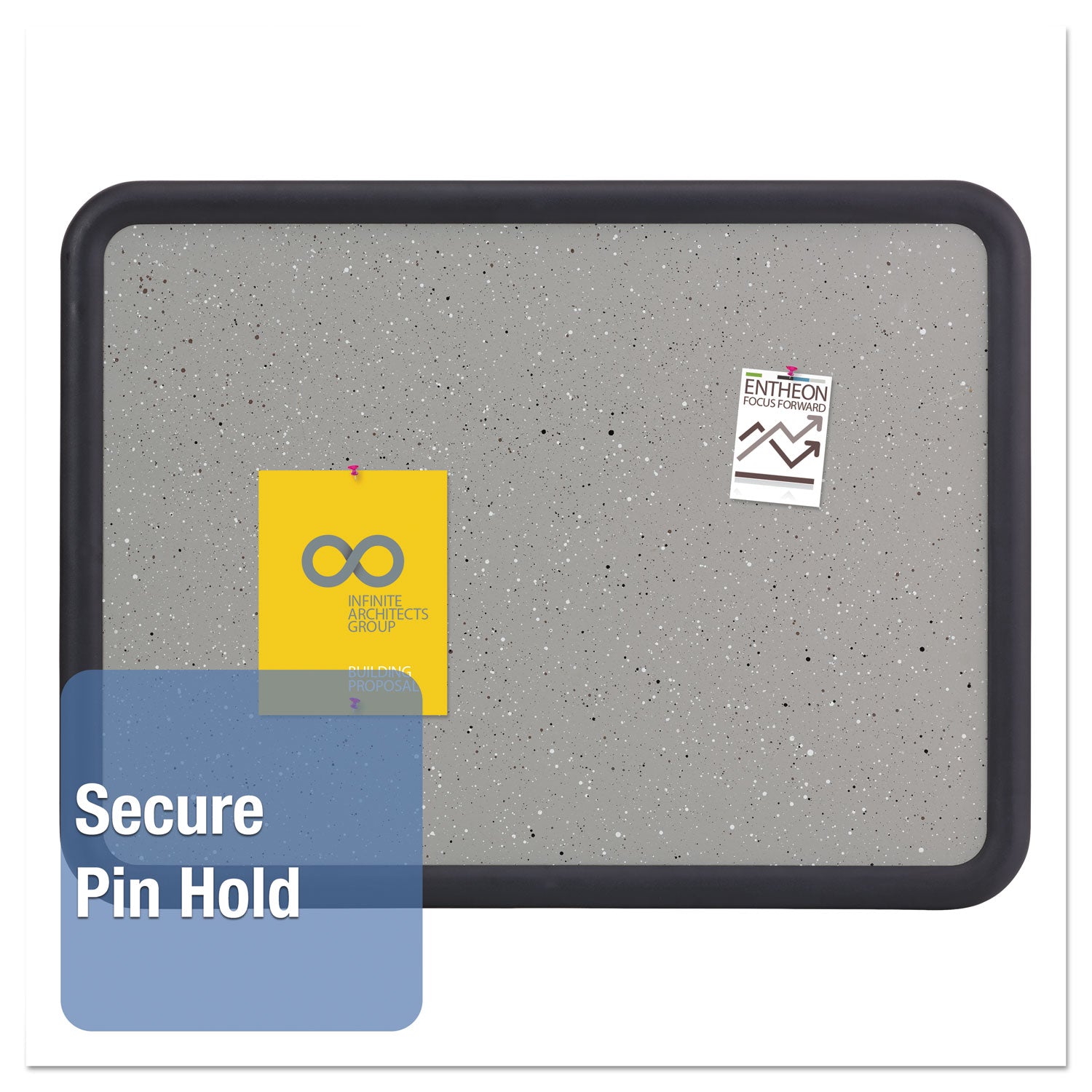Contour Granite Board, 48 x 36, Granite Gray Surface, Black Plastic Frame - 