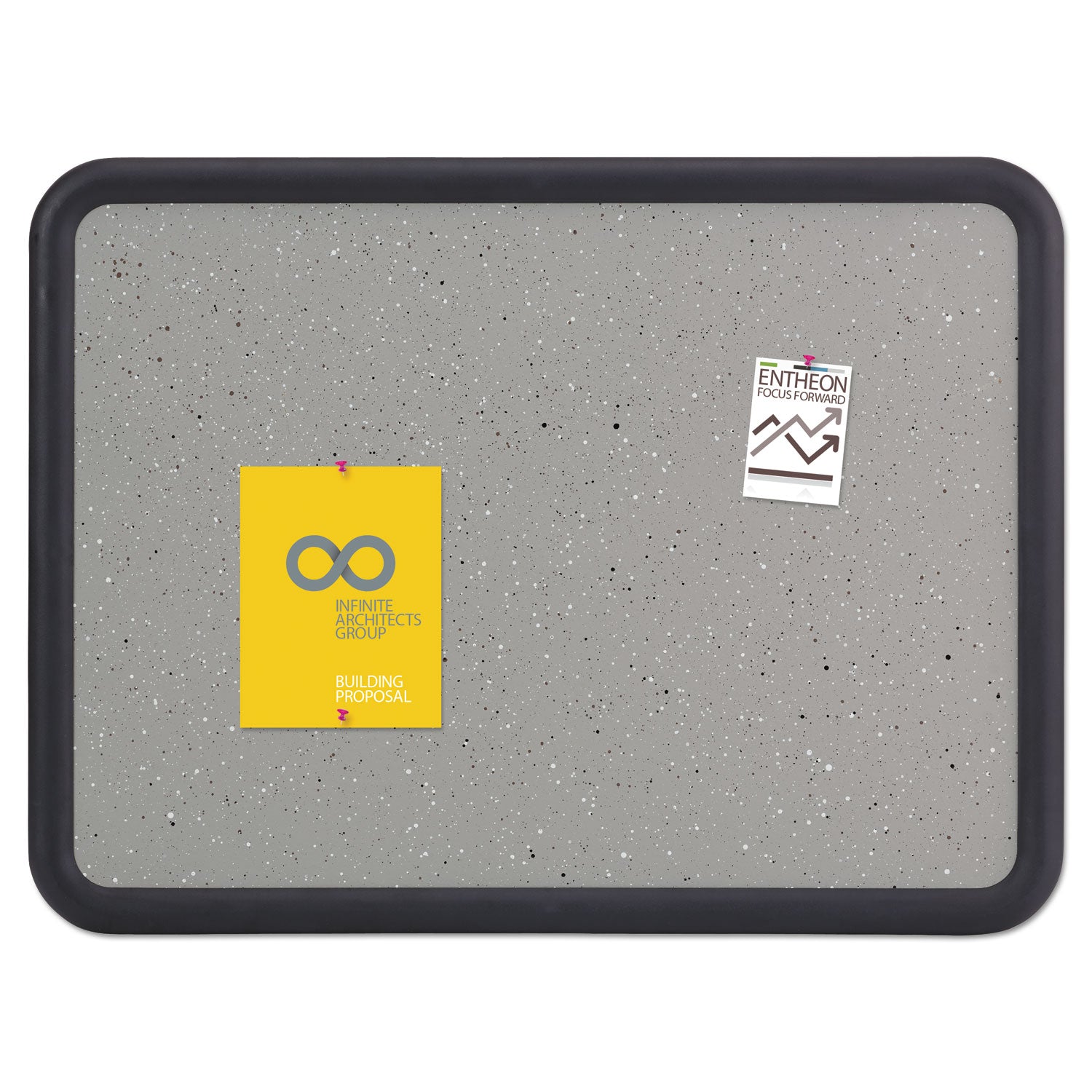 Contour Granite Board, 36 x 24, Granite Gray Surface, Black Plastic Frame - 
