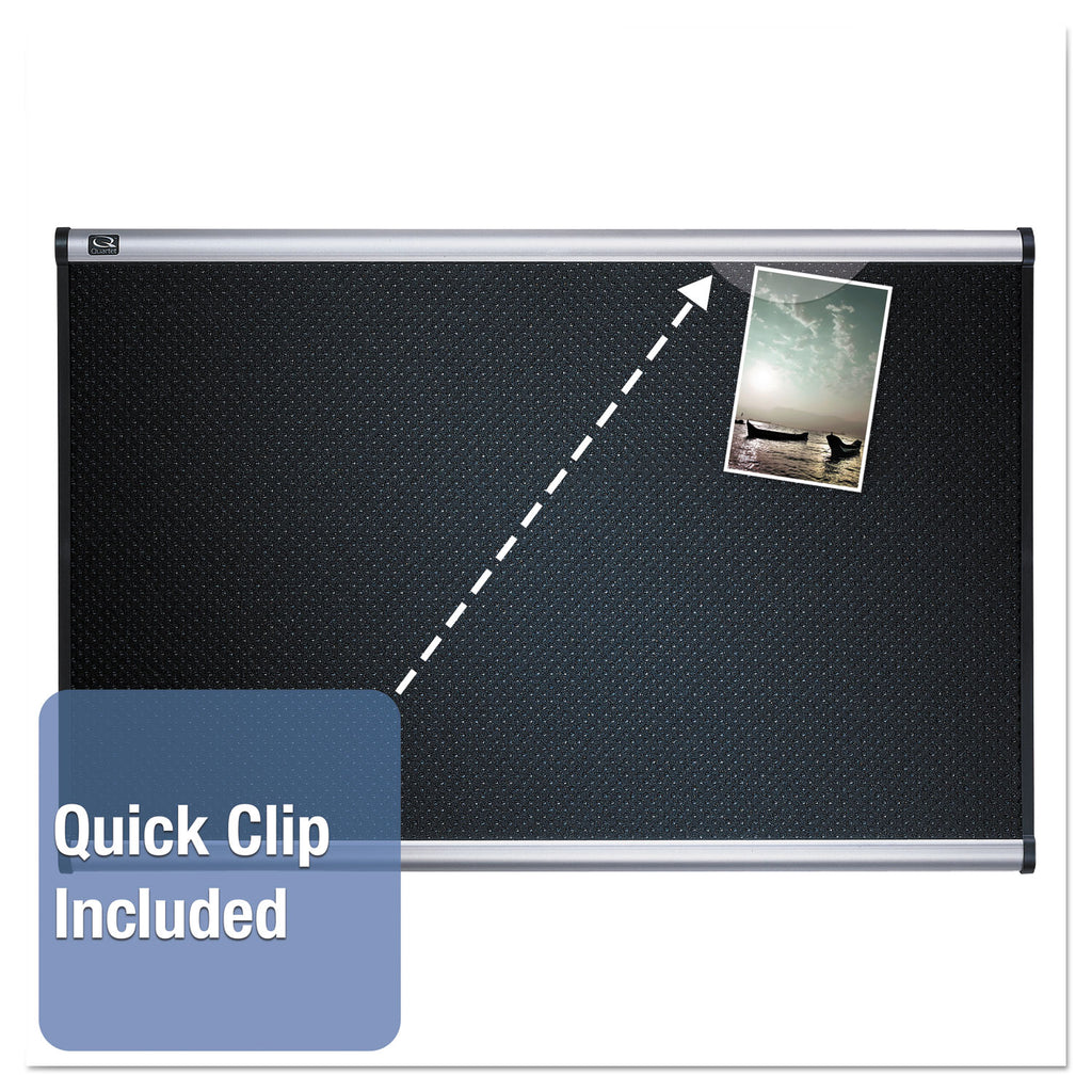Prestige Embossed Foam Bulletin Board, 72 x 48, Black Surface, Silver Aluminum Frame - 