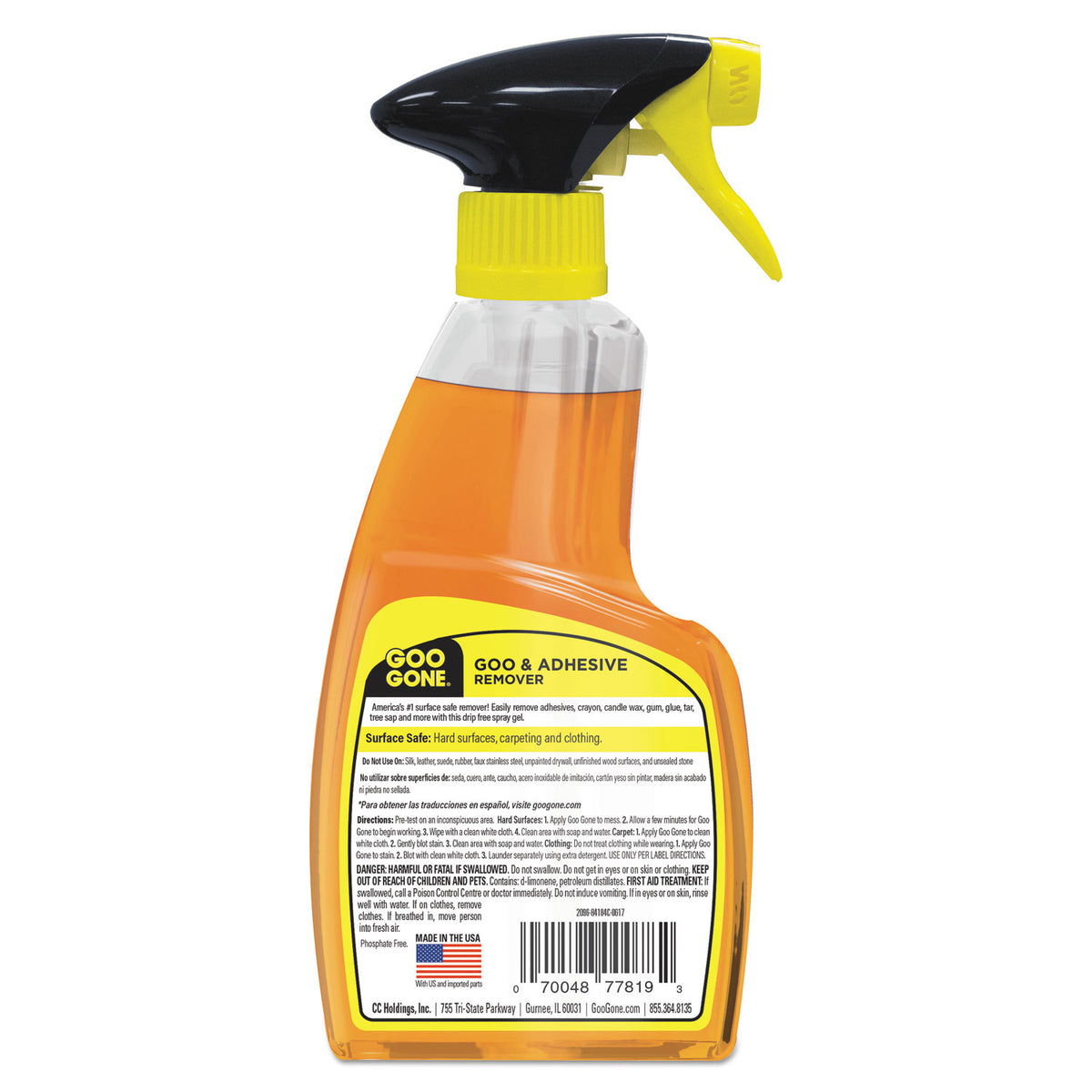 Spray Gel Cleaner, Citrus Scent, 12 oz Spray Bottle, 6/Carton
