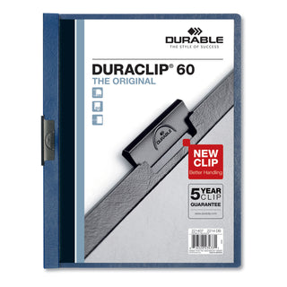 DuraClip Report Cover, Clip Fastener, 8.5 x 11, Clear/Dark Blue, 25/Box