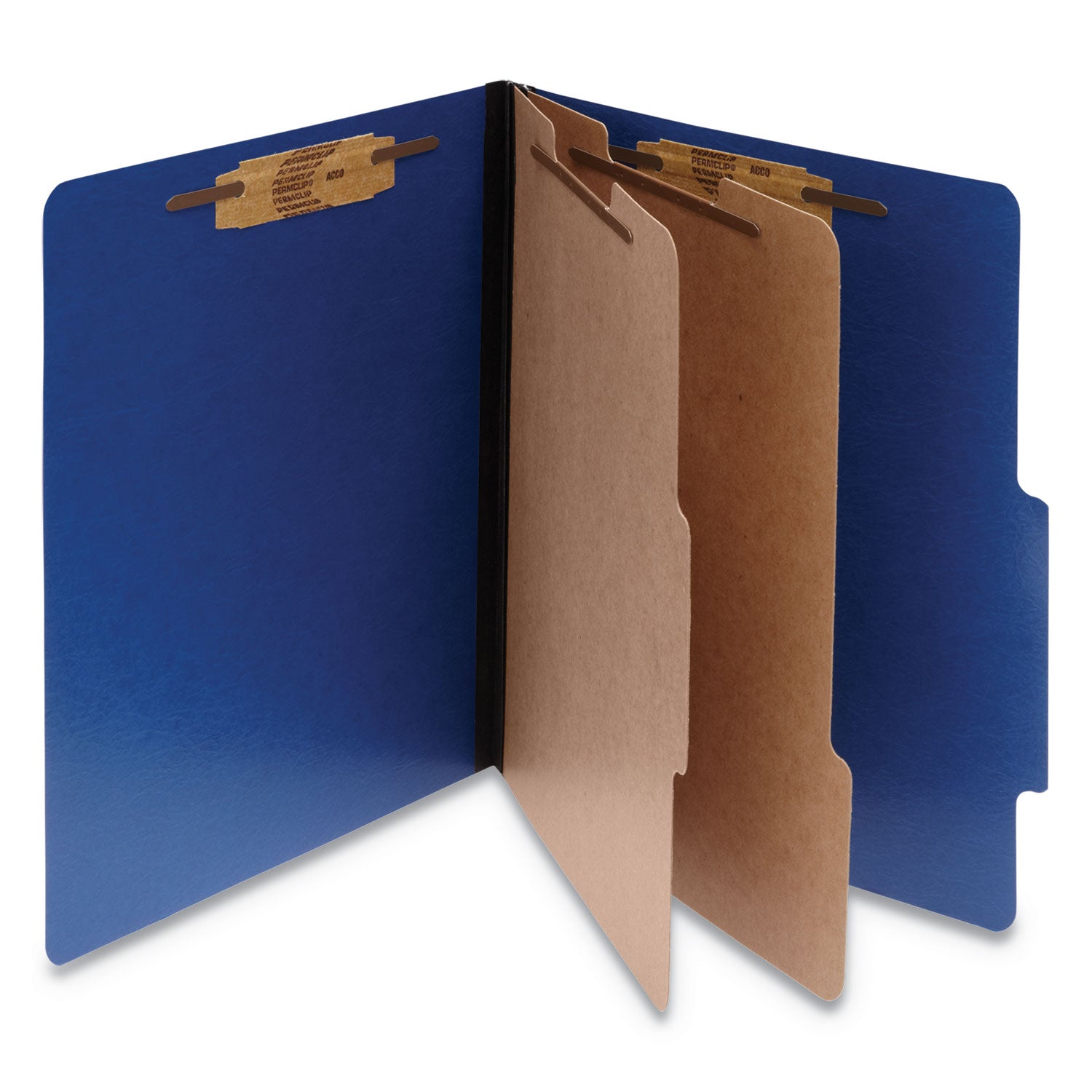 ColorLife PRESSTEX Classification Folders, 3" Expansion, 2 Dividers, 6 Fasteners, Letter Size, Dark Blue Exterior, 10/Box - 