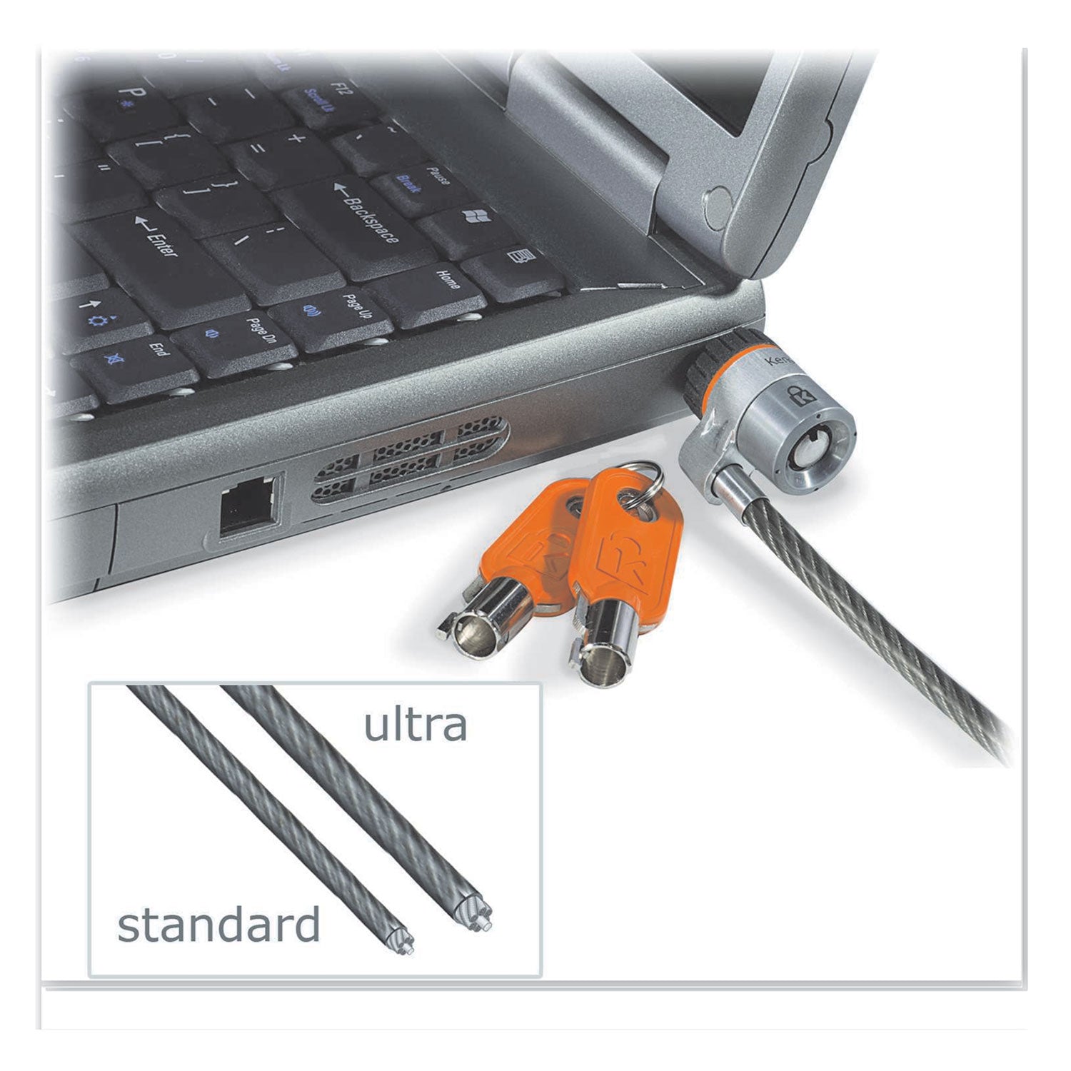 MicroSaver Keyed Ultra Laptop Lock, 6 ft Carbon Strengthened Steel Cable, 2 Keys - 