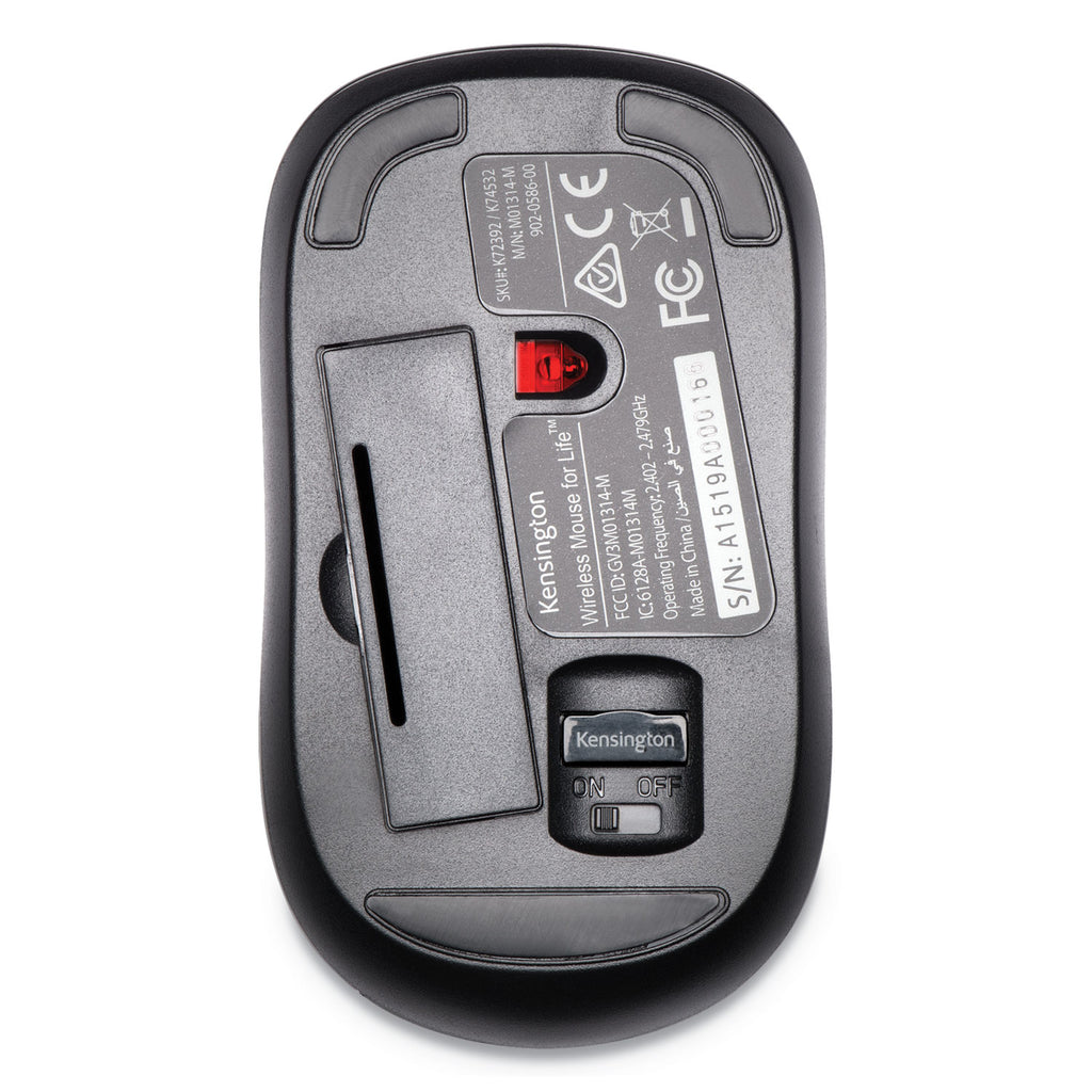 Wireless Mouse for Life, 2.4 GHz Frequency/30 ft Wireless Range, Left/Right Hand Use, Black - 3