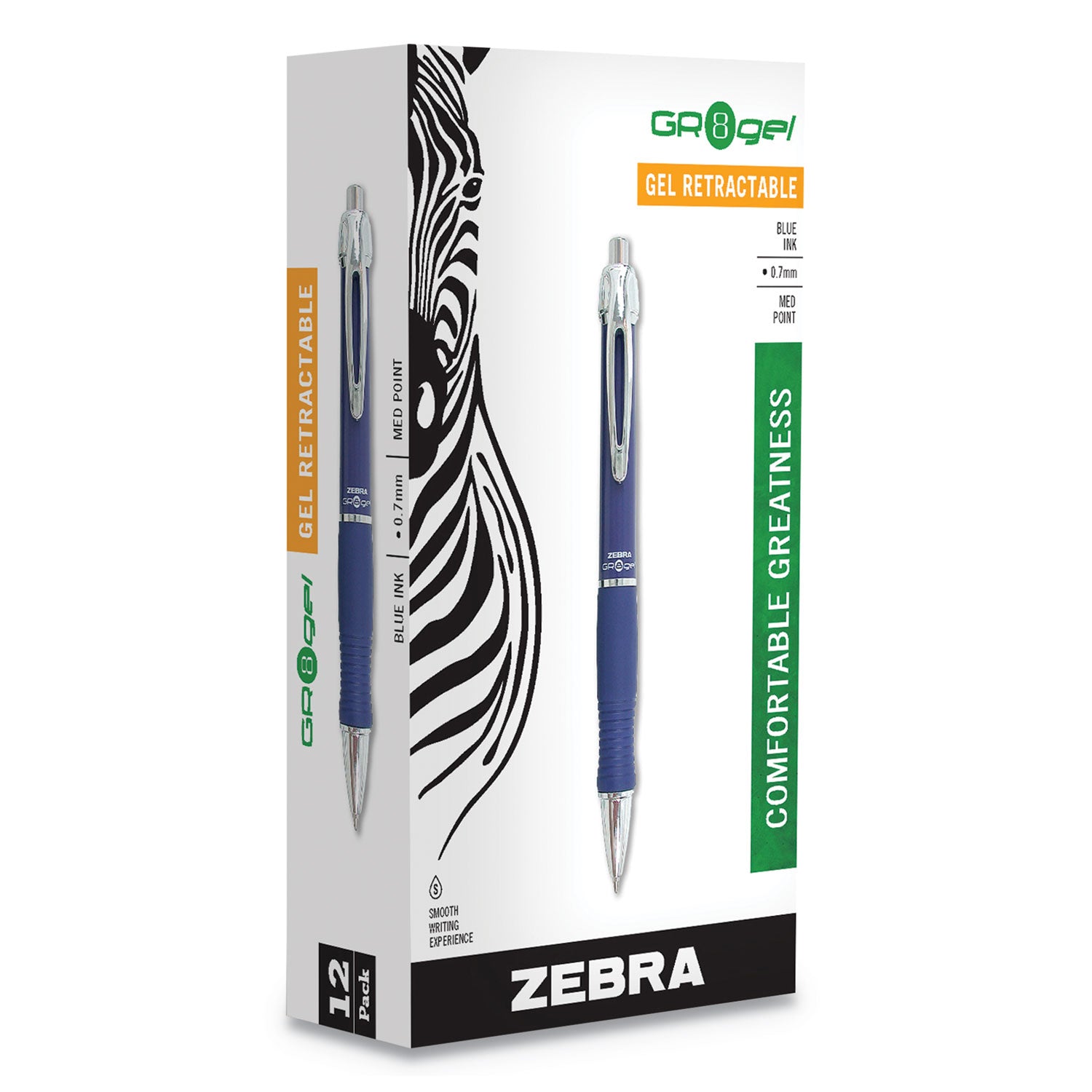 Sarasa Dry X10 Gel Pen, Retractable, Medium 0.7 mm, Blue Ink, Blue/Silver Barrel, 12/Pack