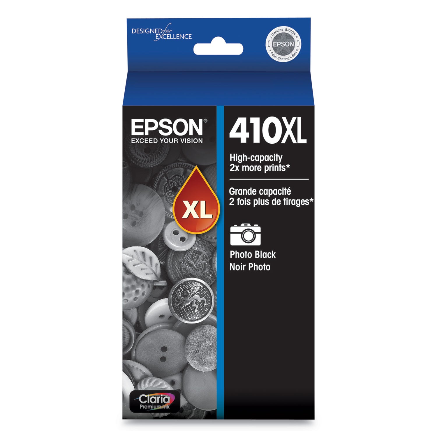 T410XL120-S (410XL) Claria High-Yield Photo Ink, 500 Page-Yield, Black