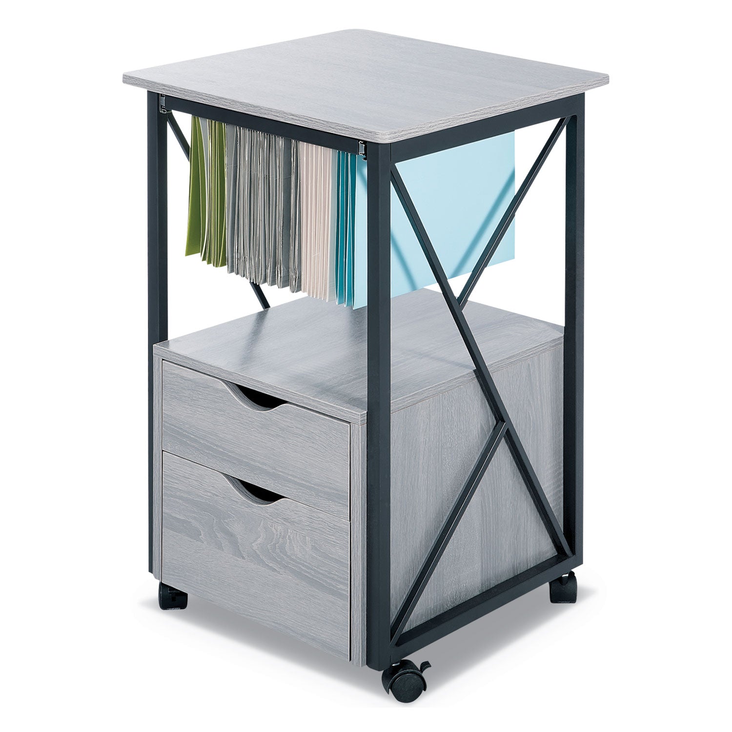 mood-storage-pedestals-with-open-format-hanging-file-rack-left-or-right-2-drawers-box-file-gray-1775-x-1775-x-30_saf1906gr - 1