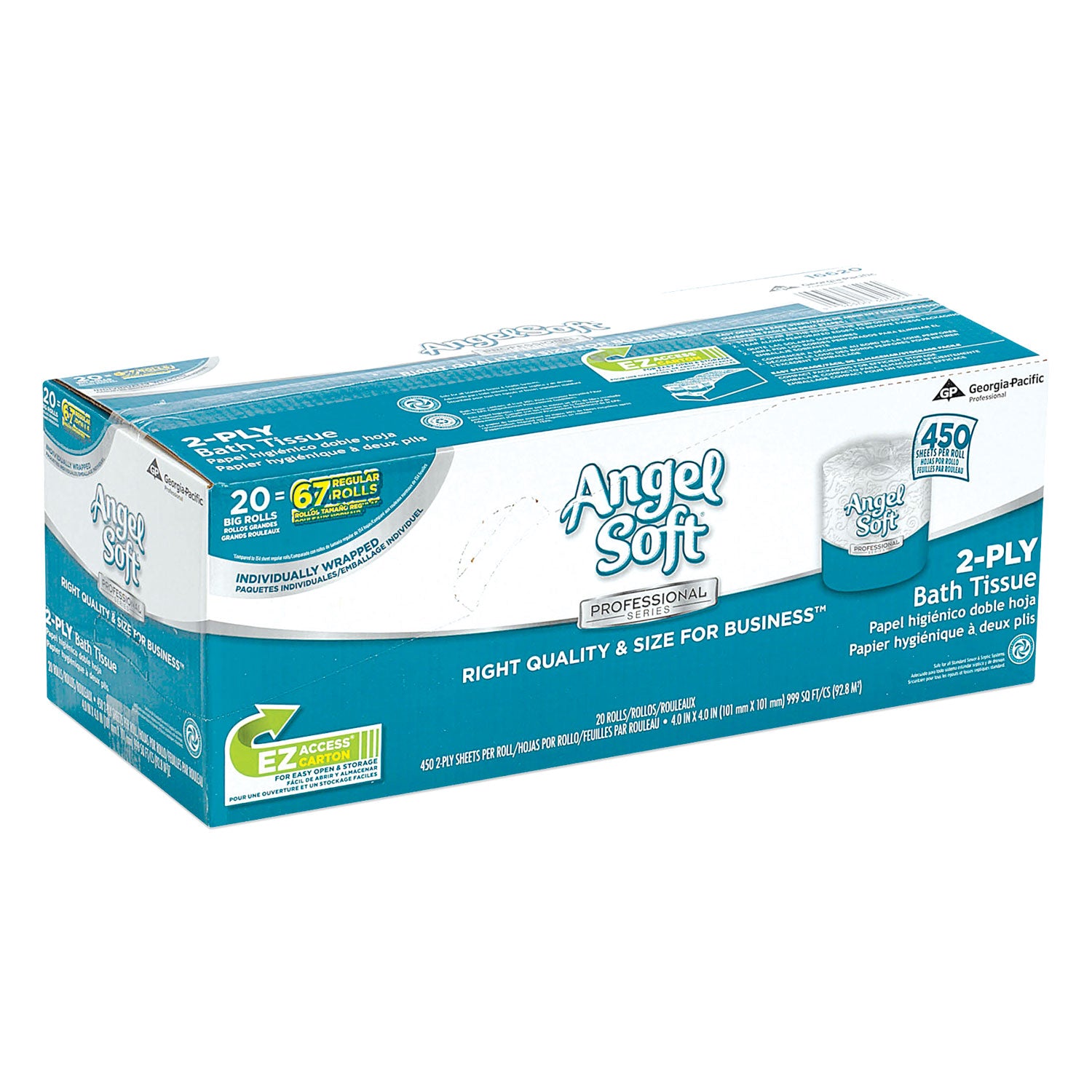 Angel Soft ps Premium Bathroom Tissue, Septic Safe, 2-Ply, White, 450 Sheets/Roll, 20 Rolls/Carton - 