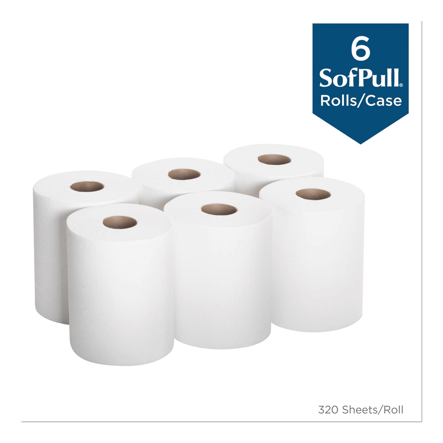 SofPull Center-Pull Perforated Paper Towels, 1-Ply, 7.8 x 15, White, 320/Roll, 6 Rolls/Carton - 