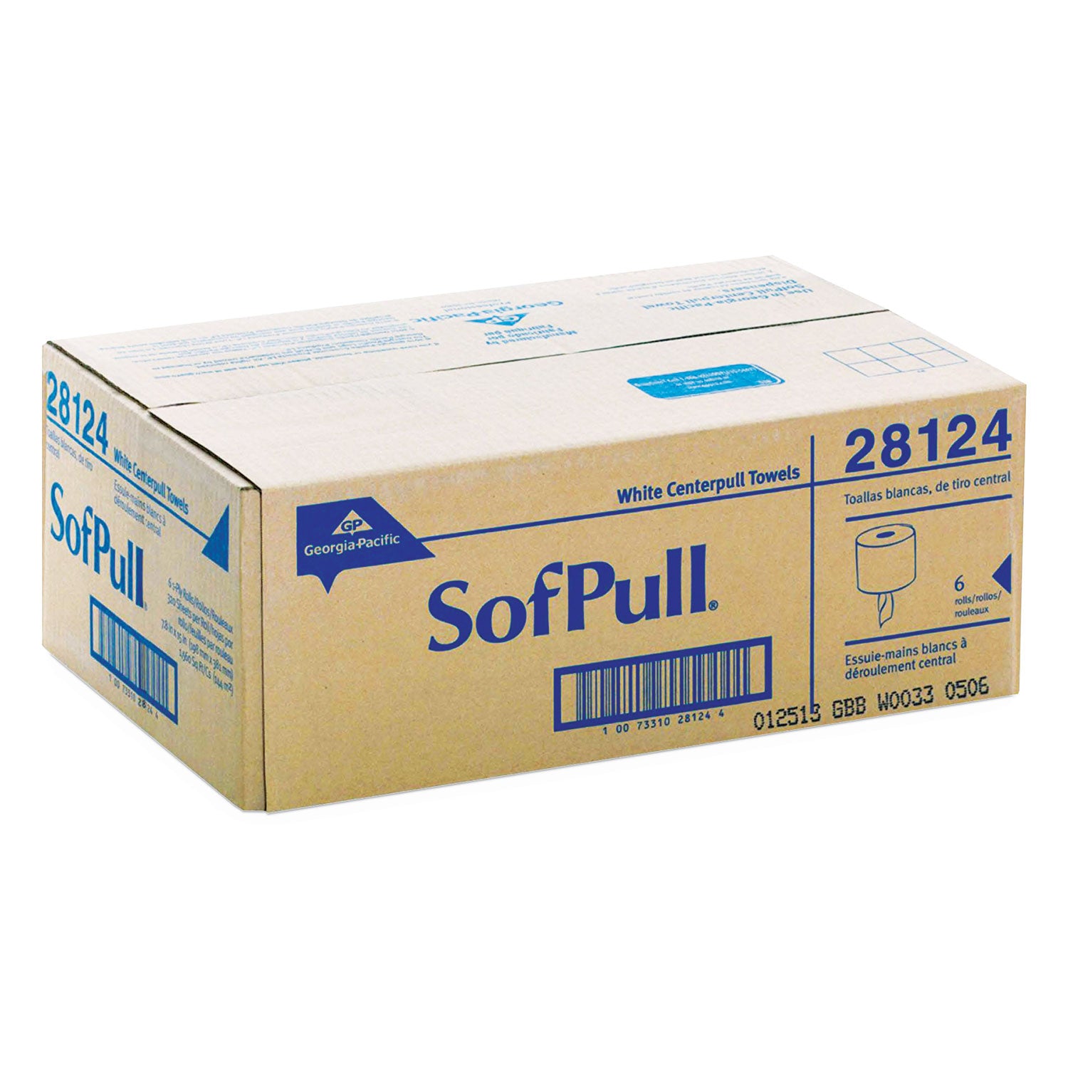 SofPull Center-Pull Perforated Paper Towels, 1-Ply, 7.8 x 15, White, 320/Roll, 6 Rolls/Carton - 