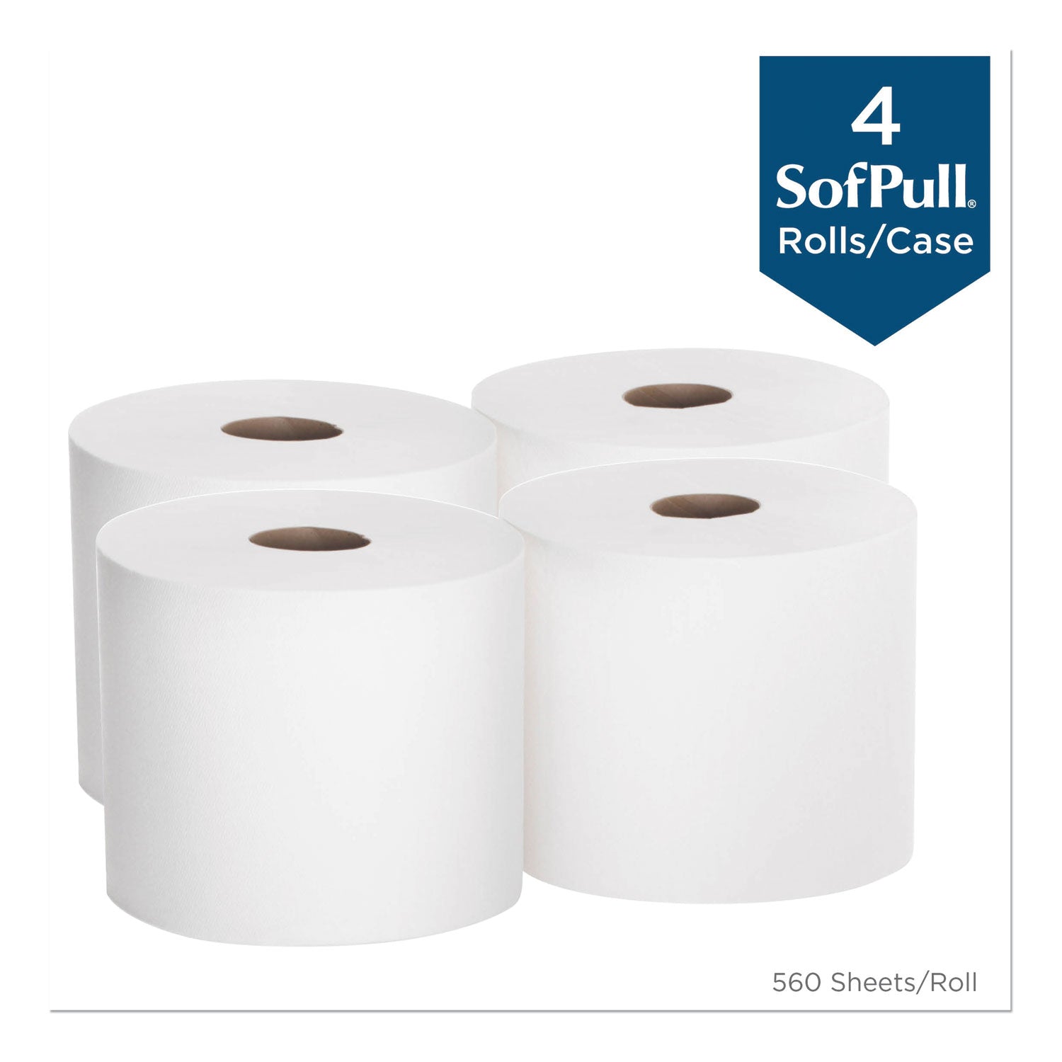 SofPull Perforated Paper Towel, 1-Ply, 7.8 x 15, White, 560/Roll, 4 Rolls/Carton - 