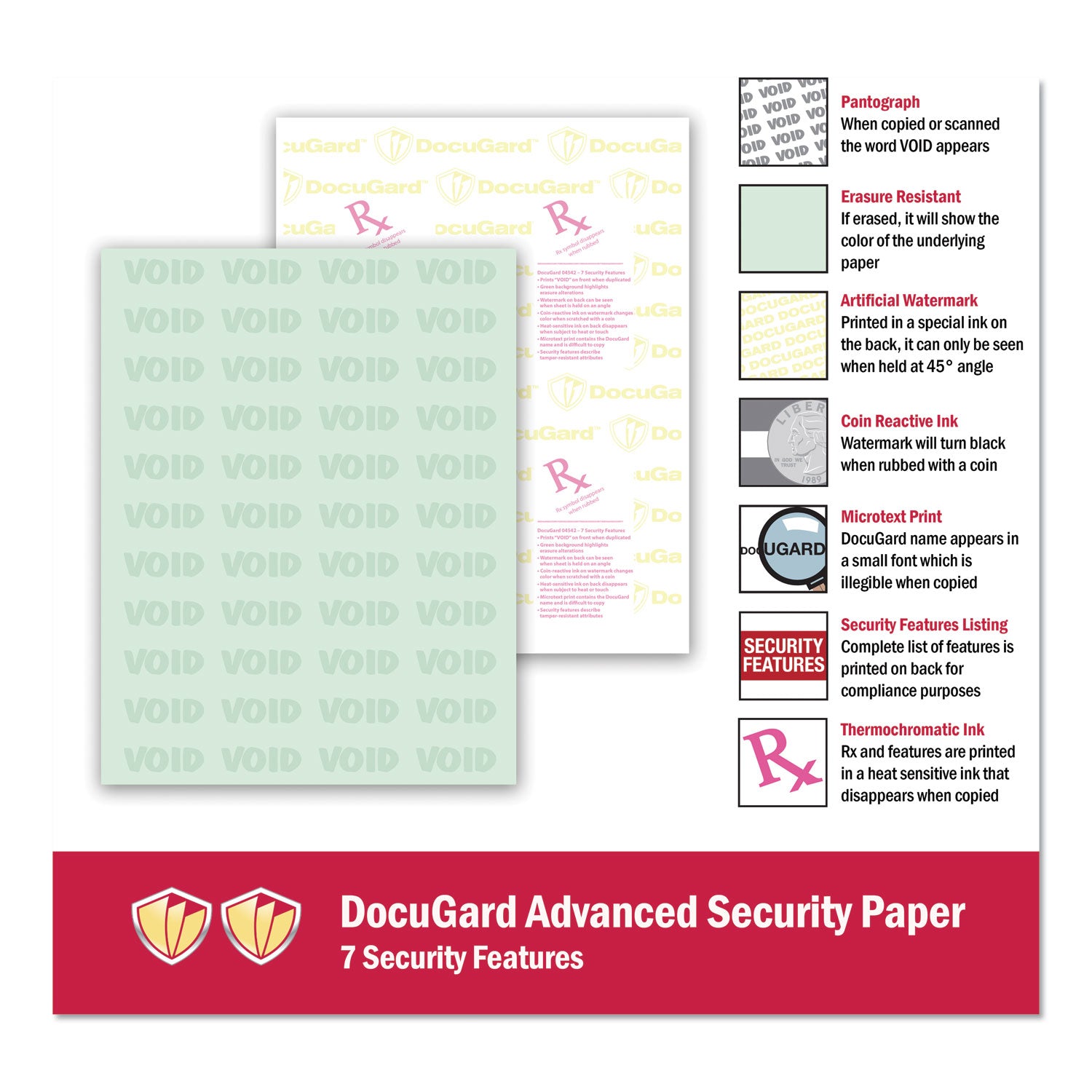 Medical Security Papers, 24 lb Bond Weight, 8.5 x 11, Green, 500/Ream