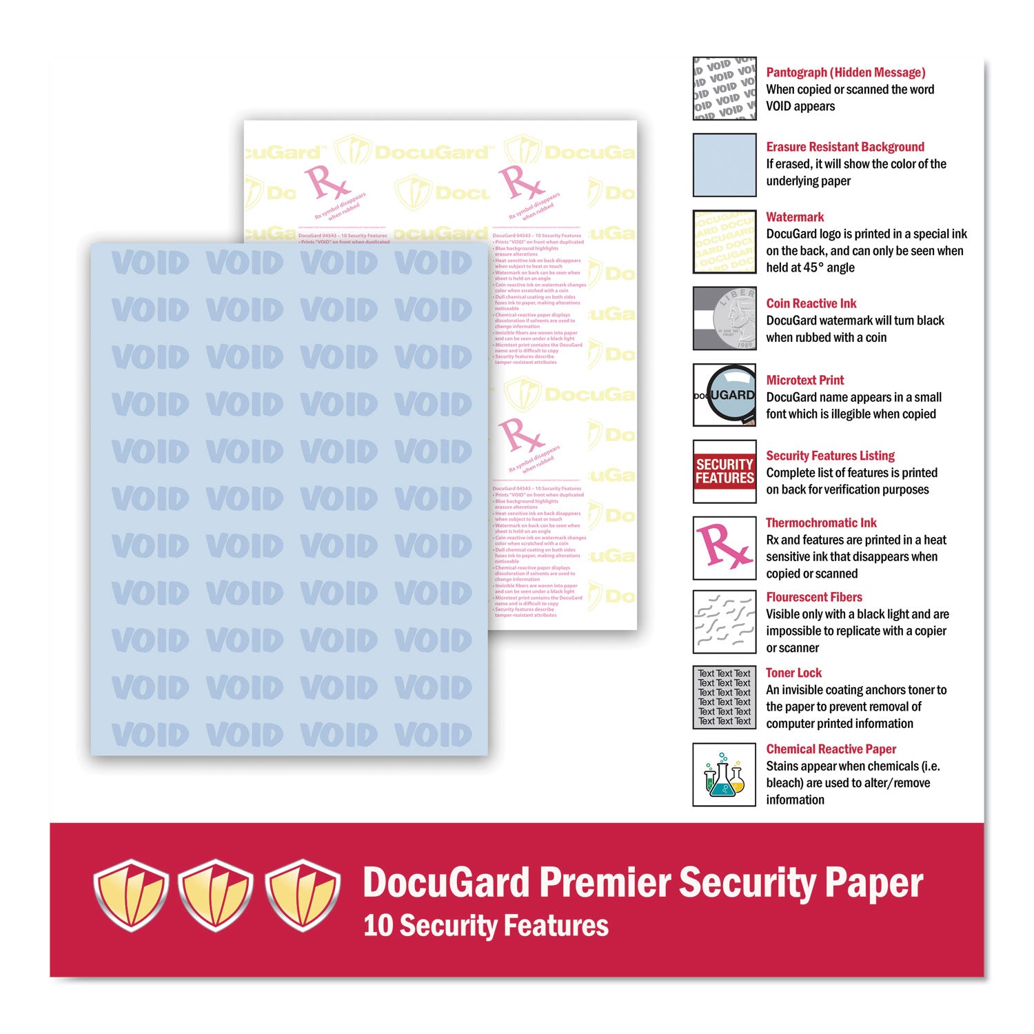 Medical Security Papers, 24 lb Bond Weight, 8.5 x 11, Blue, 500/Ream - 