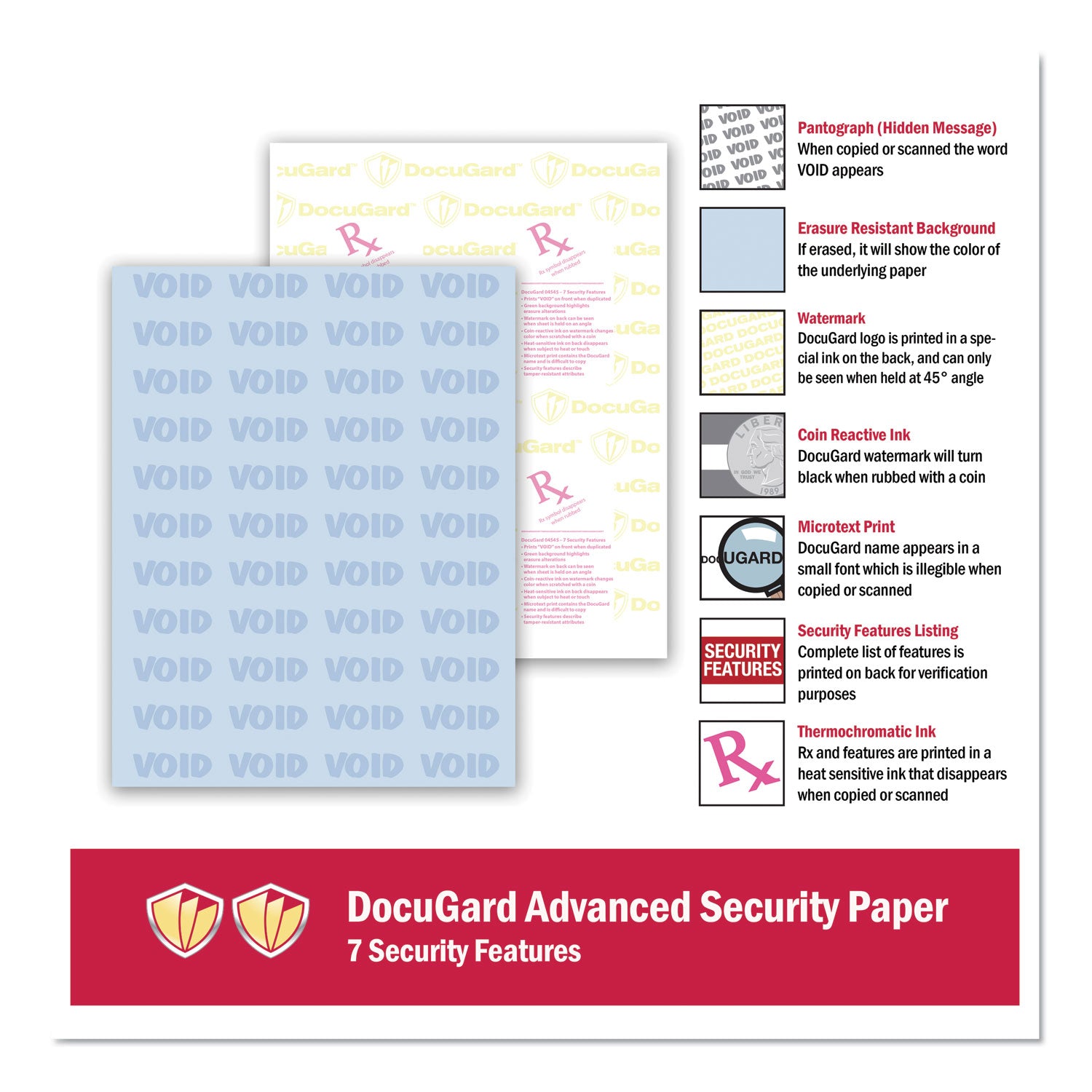 Medical Security Papers, 24 lb Bond Weight, 8.5 x 11, Blue, 500/Ream - 