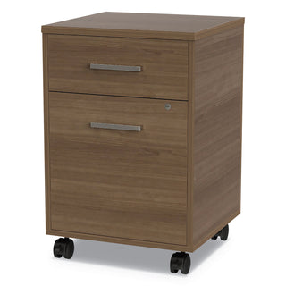 Urban Mobile File Pedestal, Left or Right, 2-Drawers: Box/File, Legal/A4, Natural Walnut, 16" x 15.25" x 23.75