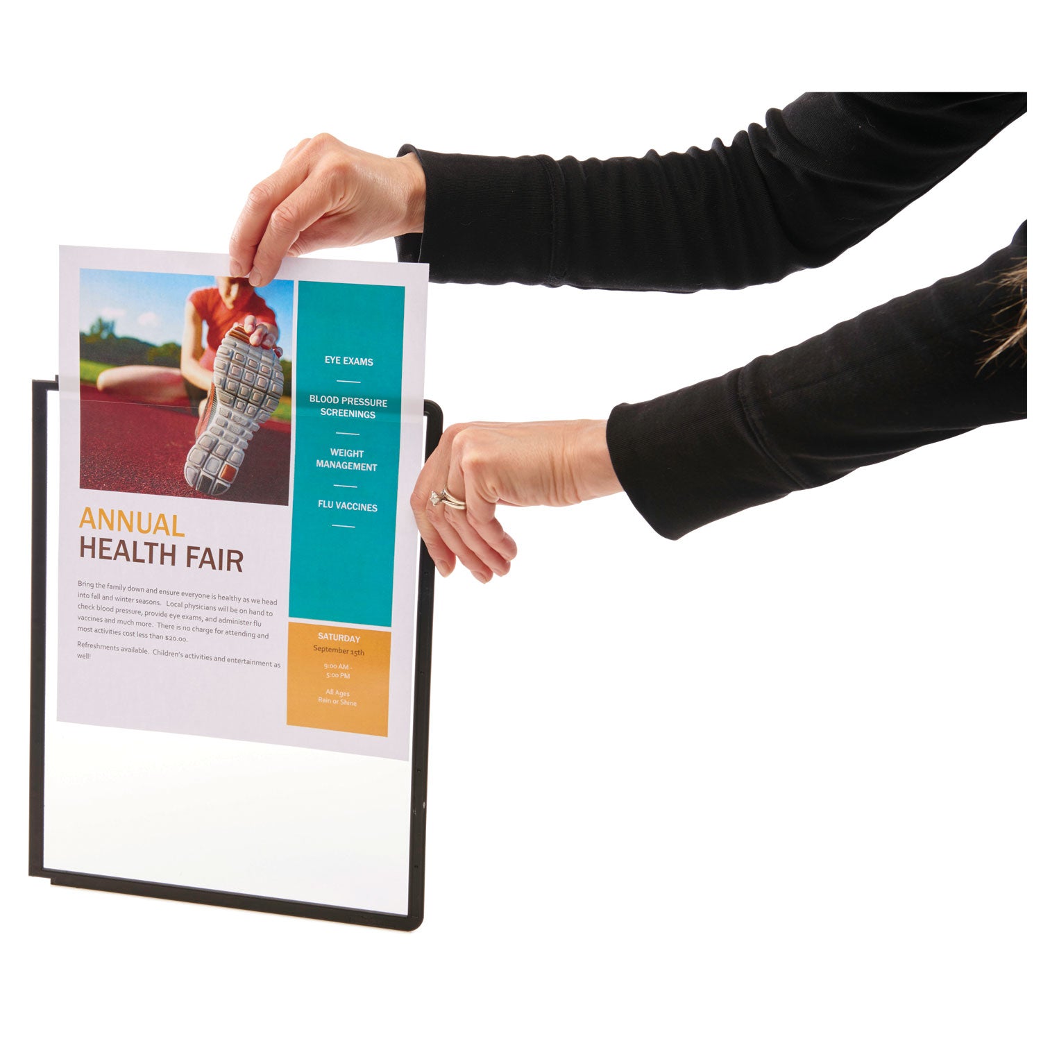 SHERPA Vario Replacement Panels, 1 Section, Clear Panel Assorted Color Borders, 5/Pack - 
