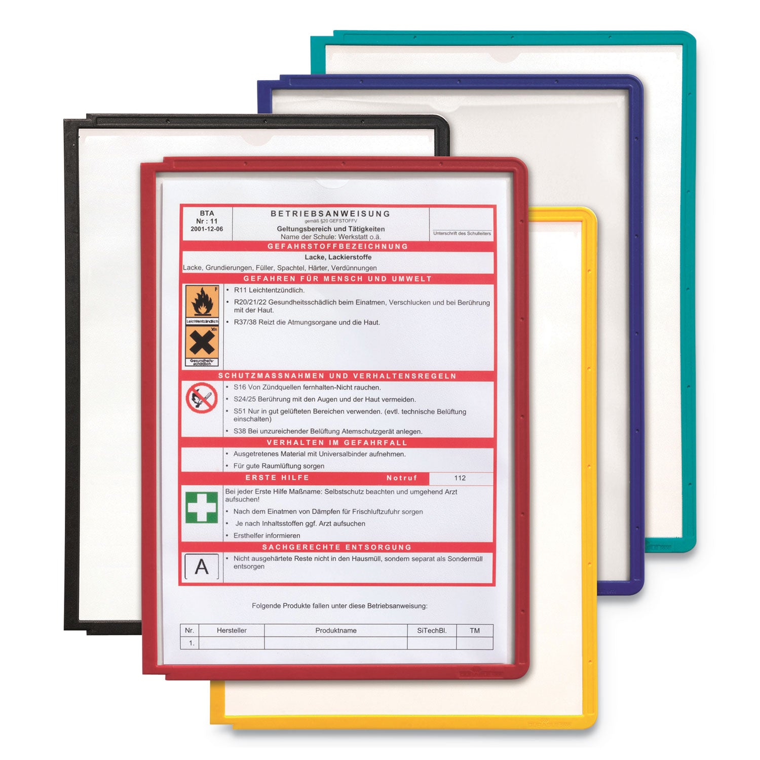 SHERPA Vario Replacement Panels, 1 Section, Clear Panel Assorted Color Borders, 5/Pack - 