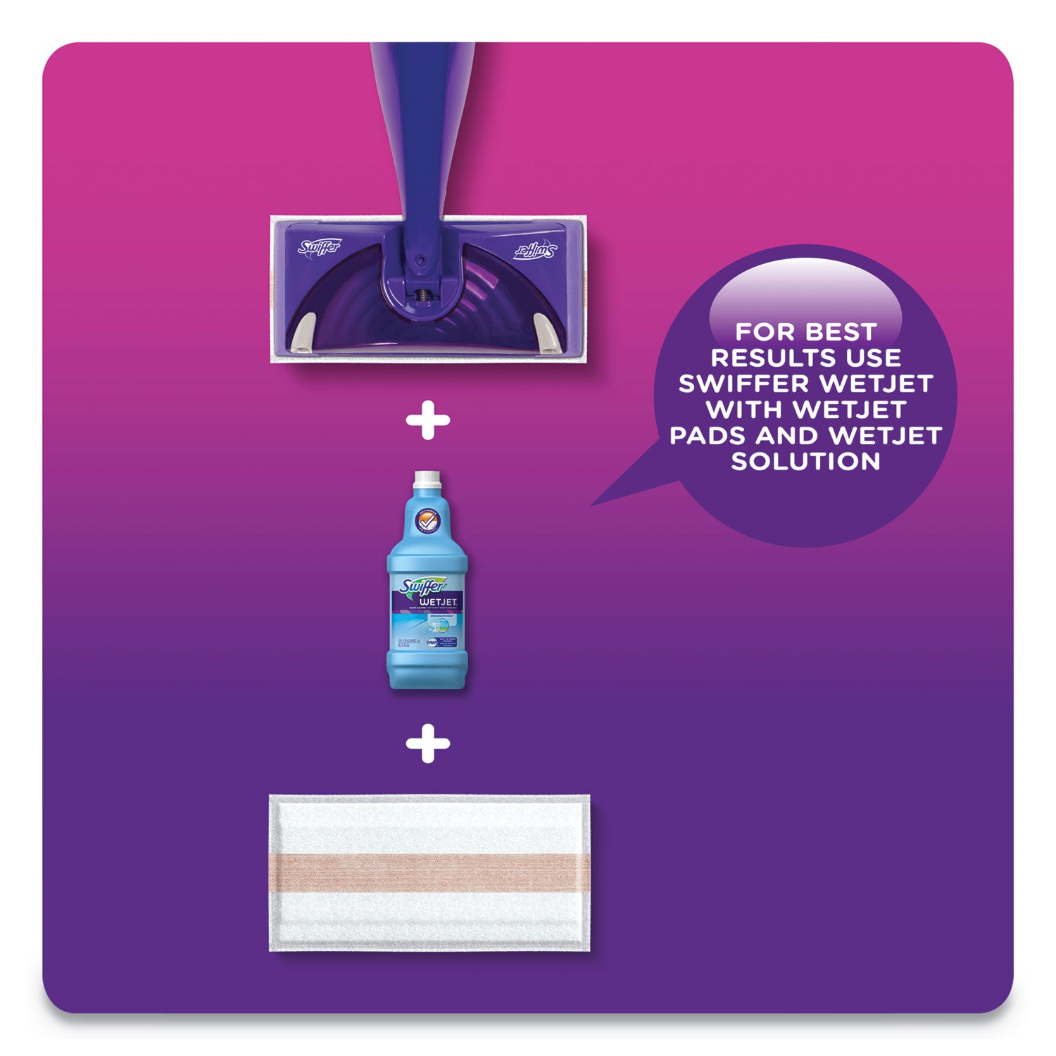WetJet System Cleaning-Solution Refill, Original Scent, 1.25 L Bottle, 4/Carton