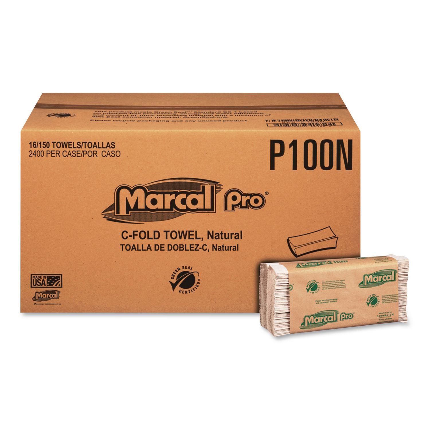 Folded Paper Towels, 1-Ply, 12.88 x 10.13, Natural, 150/Pack, 16 Packs/Carton