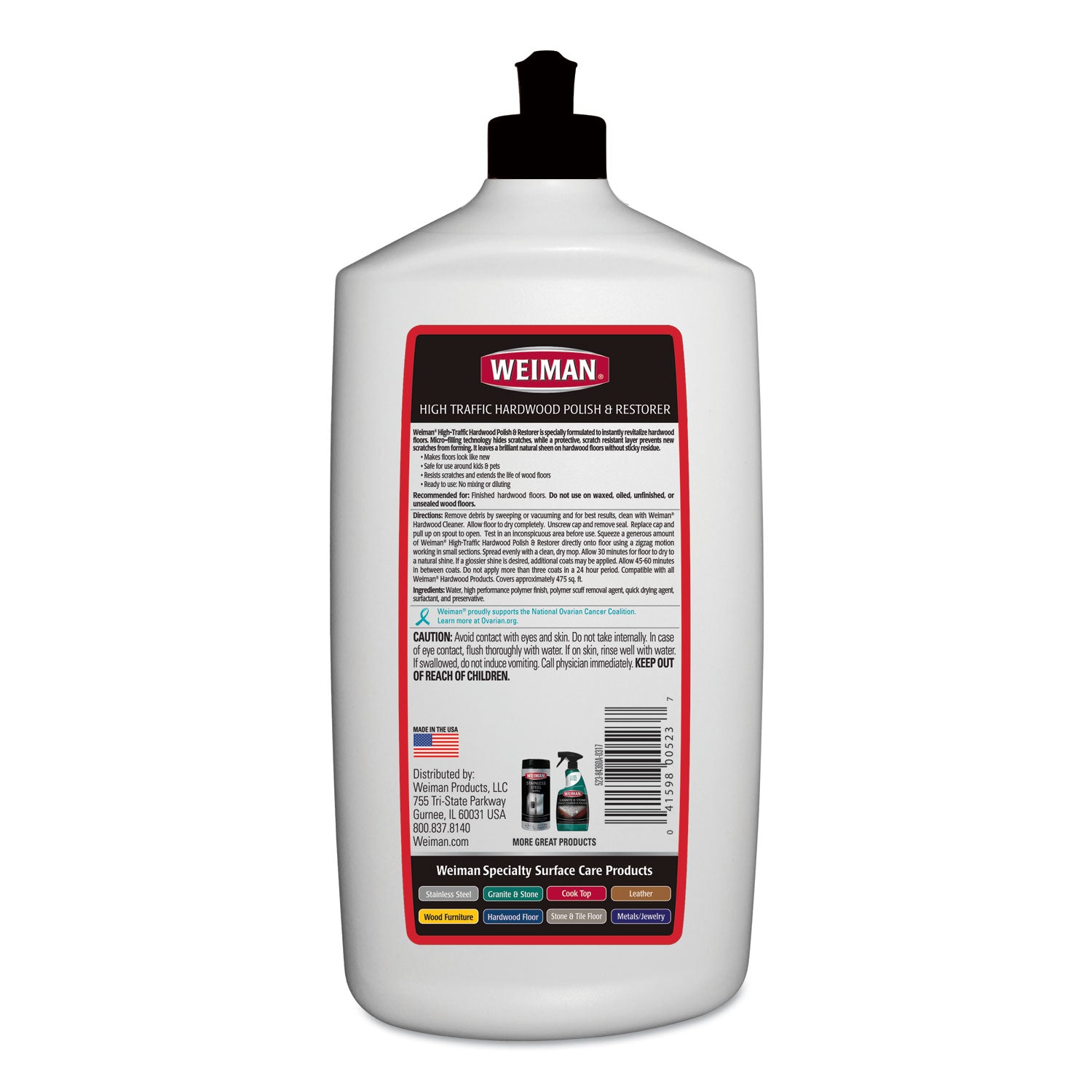 High Traffic Hardwood Polish and Restorer, 32 oz Squeeze Bottle, 6/Carton