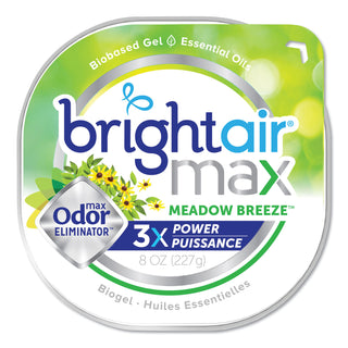Max Odor Eliminator Air Freshener, Meadow Breeze, 8 oz Jar, 6/Carton