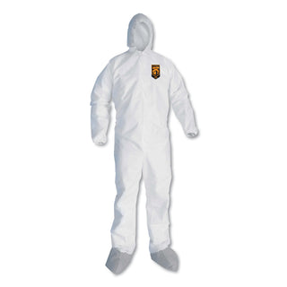 A45 Liquid and Particle Protection Surface Prep/Paint Coveralls, Large, White, 25/Carton