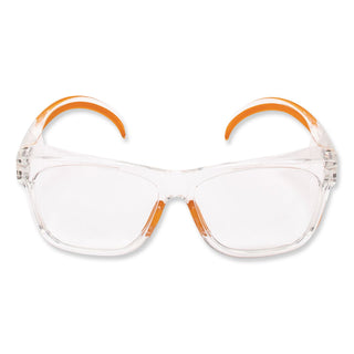 Maverick Safety Glasses, Clear/Orange, Polycarbonate Frame, 12/Box