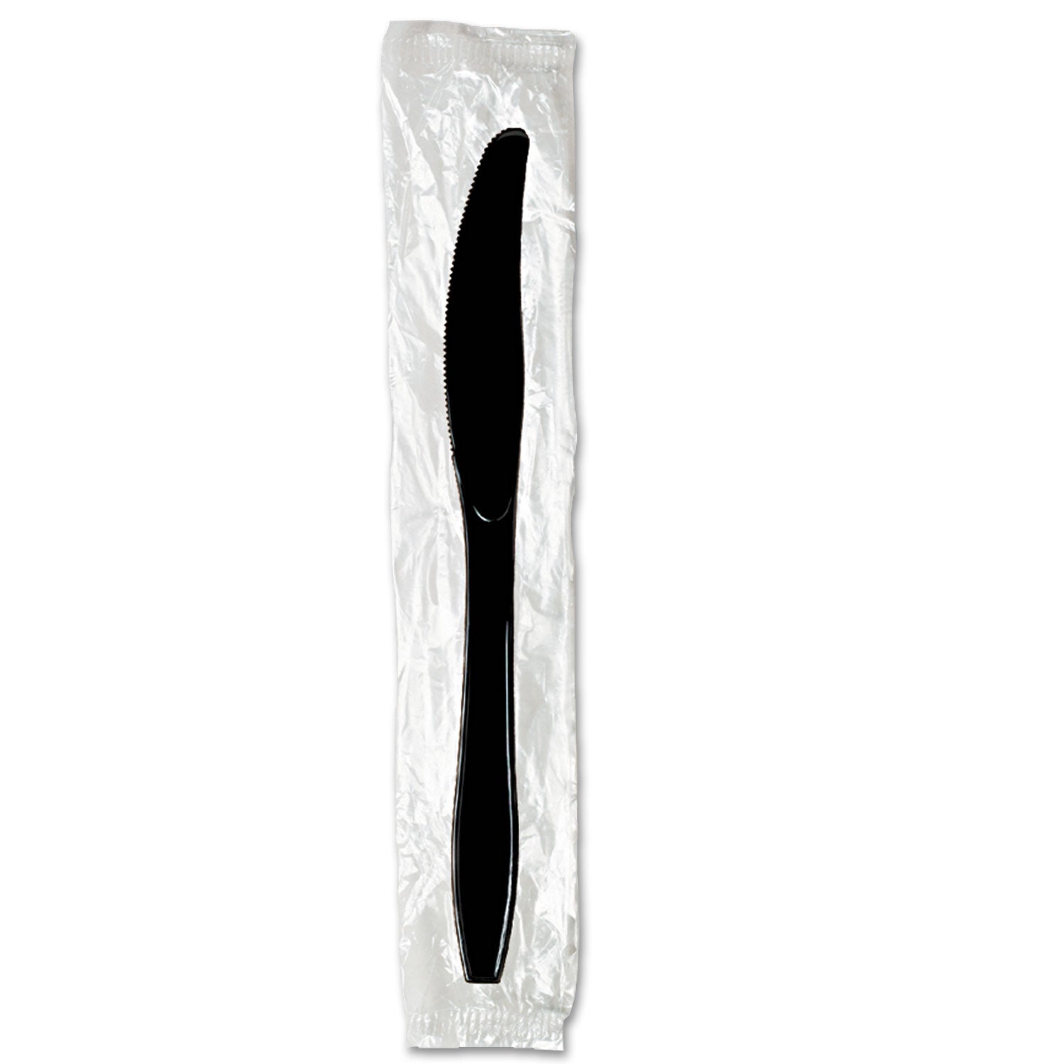 Individually Wrapped Heavyweight Knives, Polystyrene, Black, 1,000/Carton - 