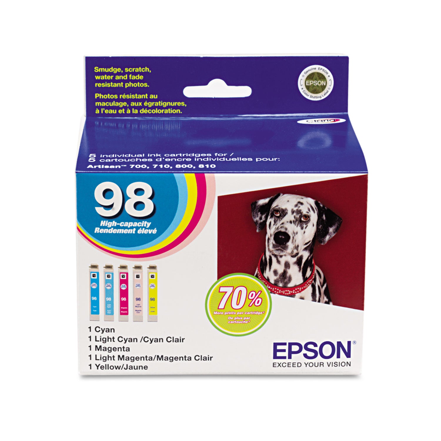 t098920-s-99-claria-high-yield-ink-450-page-yield-cyan-light-cyan-light-magenta-magenta-yellow_epst098920s - 1