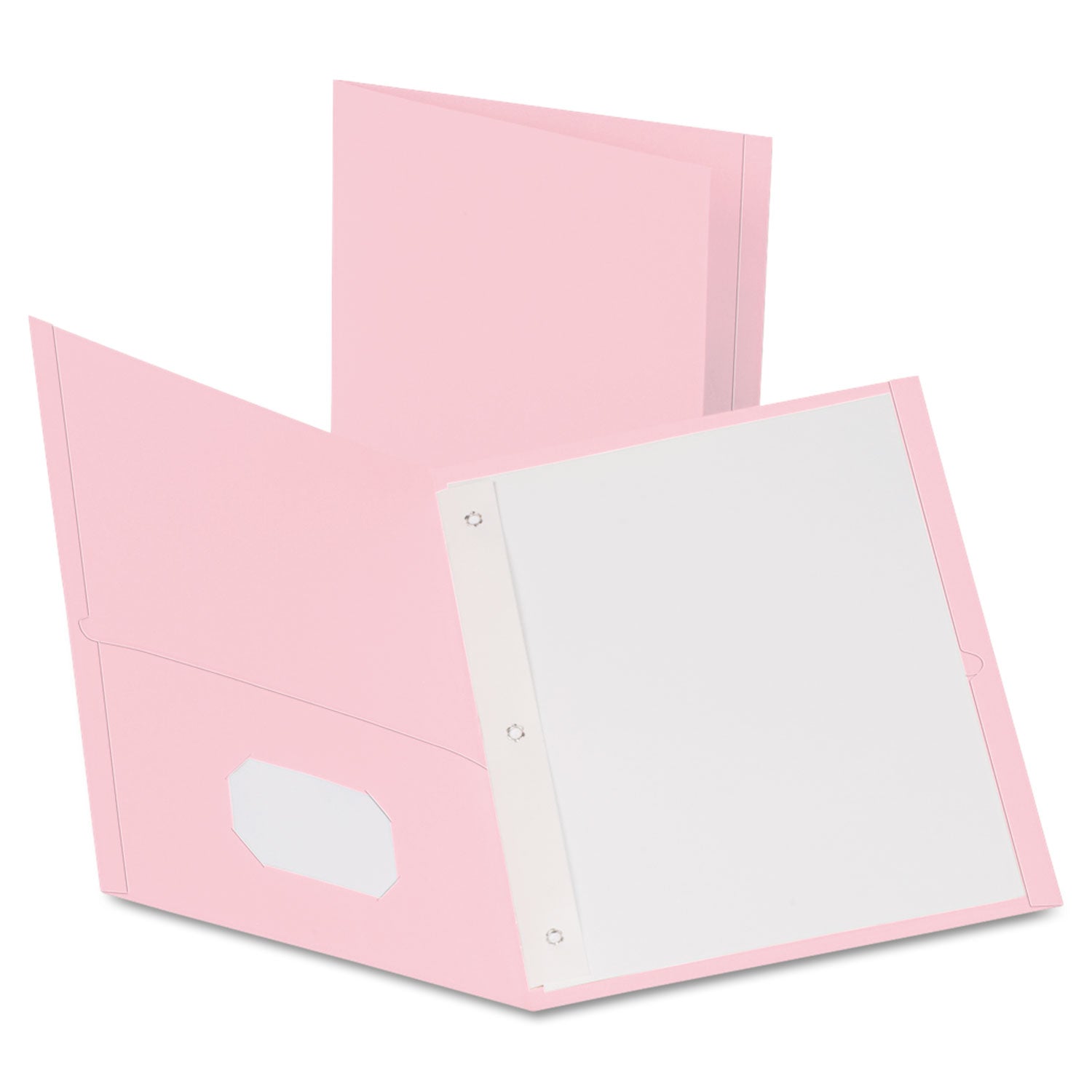 Twin-Pocket Folders with 3 Fasteners, 0.5" Capacity, 11 x 8.5, Pink,25/Box - 