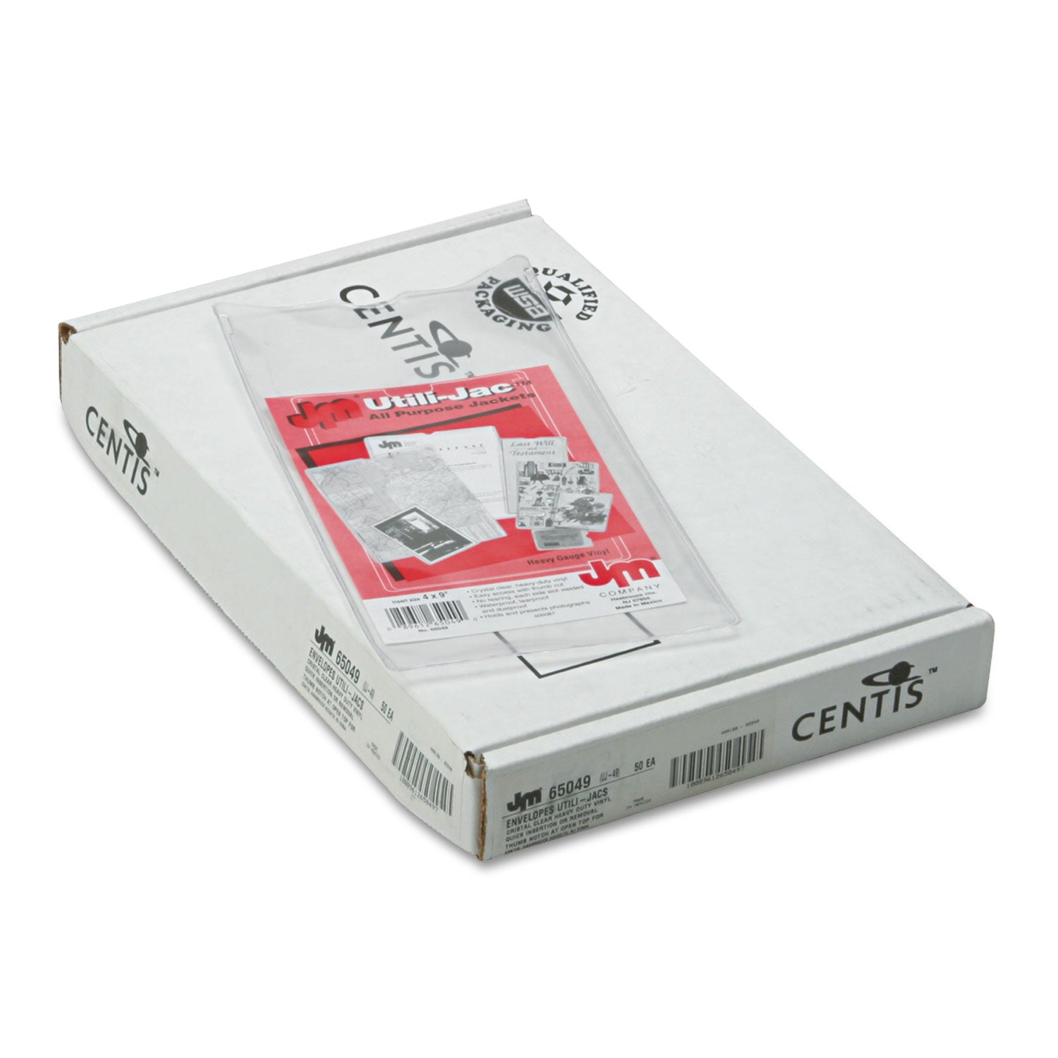 Utili-Jac Heavy-Duty Clear Plastic Envelopes, 4 x 9, 50/Box - 