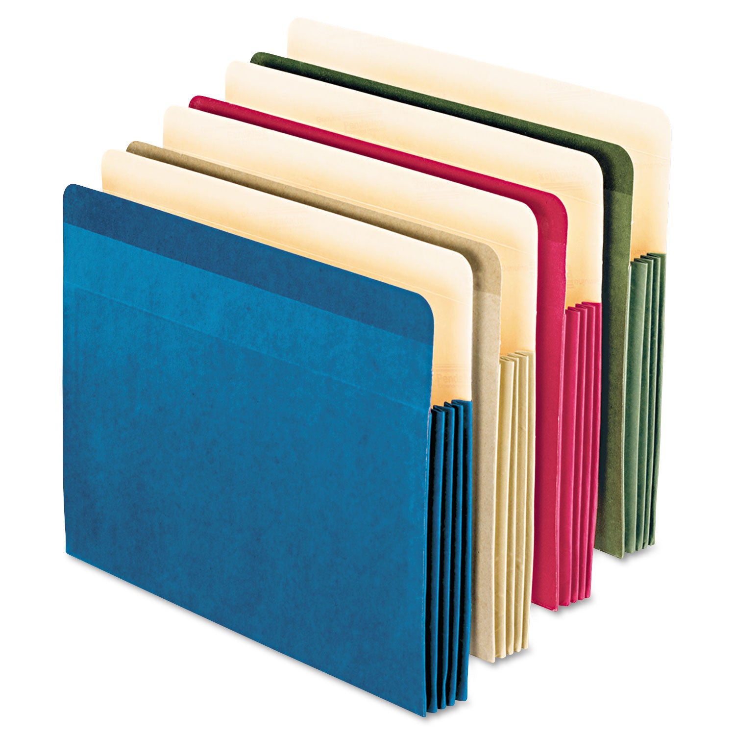 Recycled Colored File Pocket, 3.5" Expansion, Letter Size, Assorted Colors, 4/Pack - 