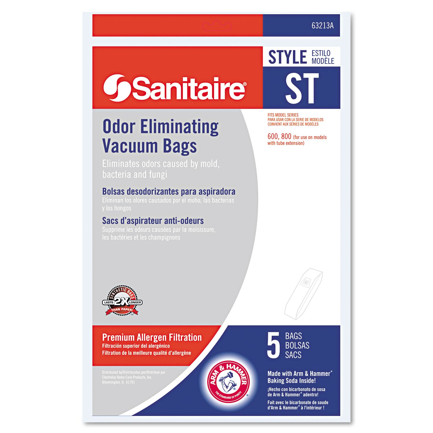 Style ST Disposable Vacuum Bags for SC600 and SC800 Series, 5/Pack, 10 Packs/Carton - 