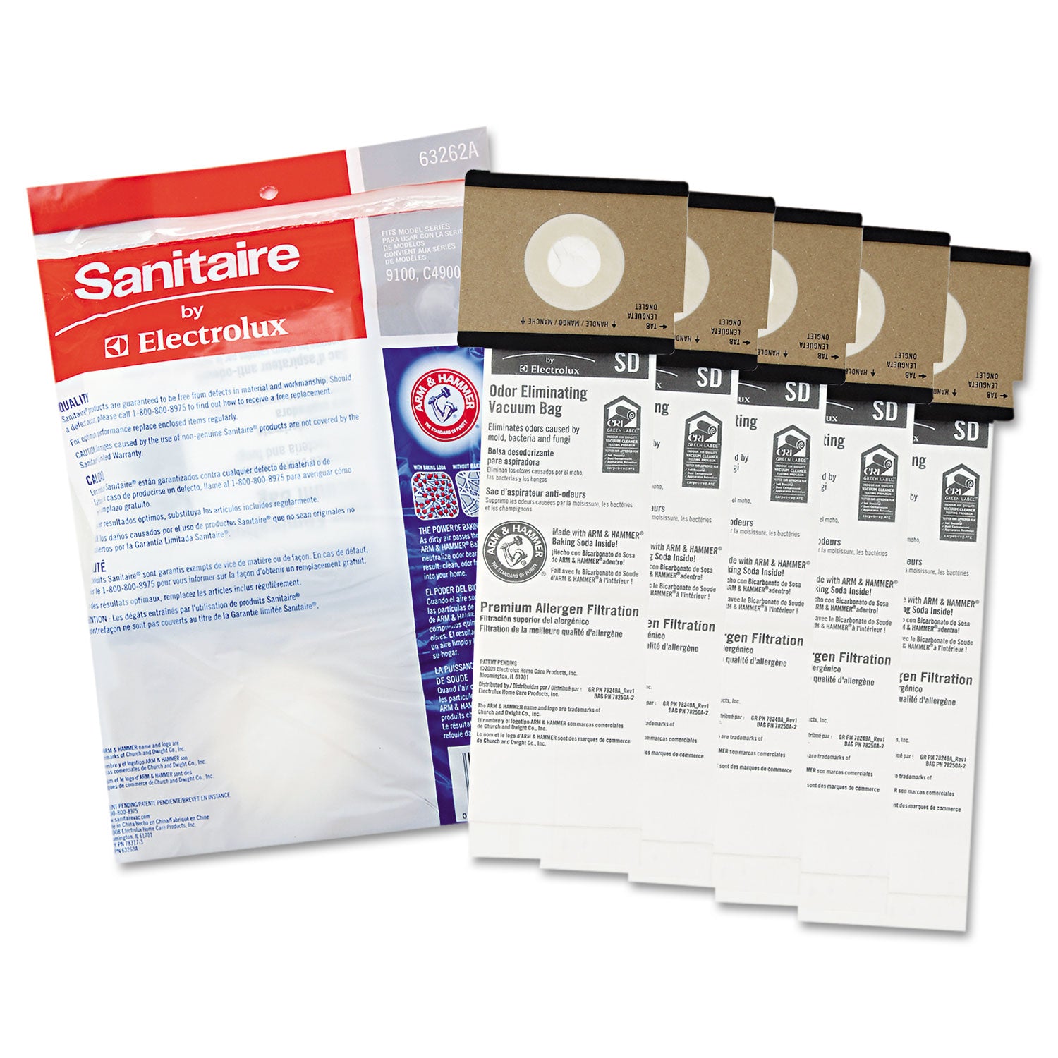 SD Premium Allergen Vacuum Bags for SC9100 Series, 5/Pack, 10 Packs/Carton - 