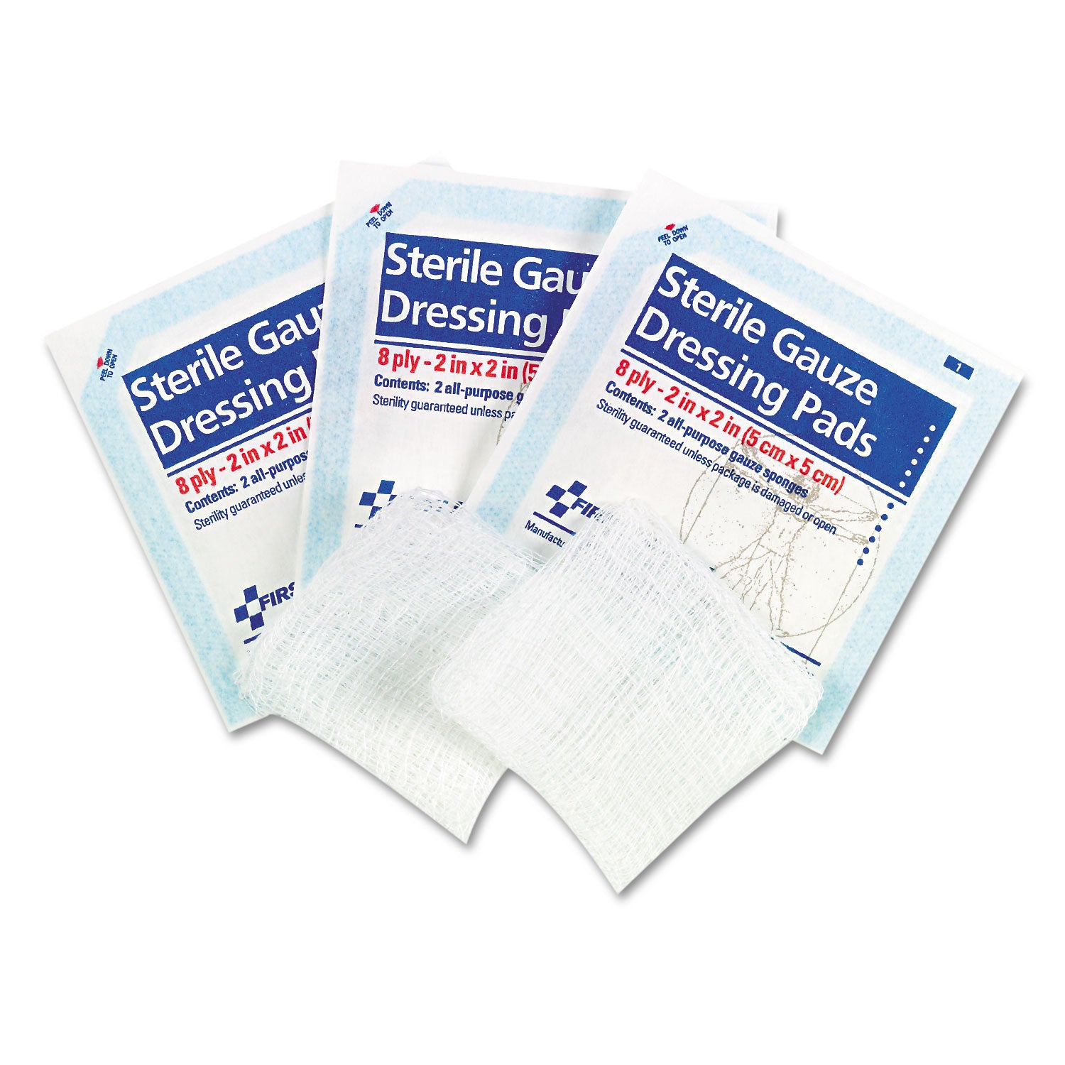 SmartCompliance Gauze Pads, Sterile, 8-Ply, 2 x 2, 5 Dual-Pads/Pack - 