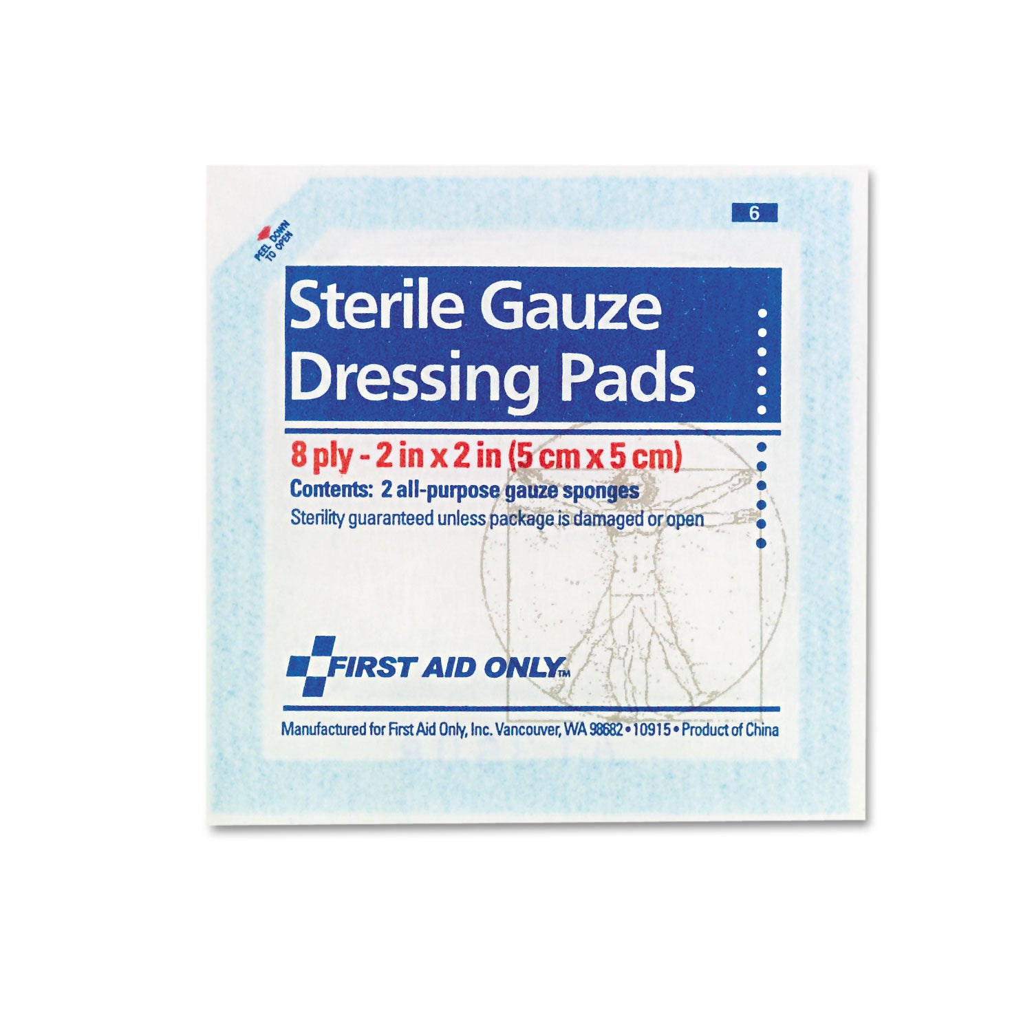 SmartCompliance Gauze Pads, Sterile, 8-Ply, 2 x 2, 5 Dual-Pads/Pack - 