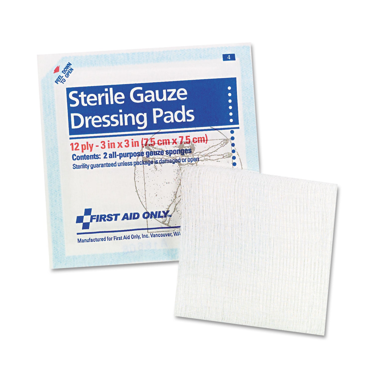 SmartCompliance Gauze Pads, Sterile, 12-Ply, 3 x 3, 5 Dual-Pads/Pack - 
