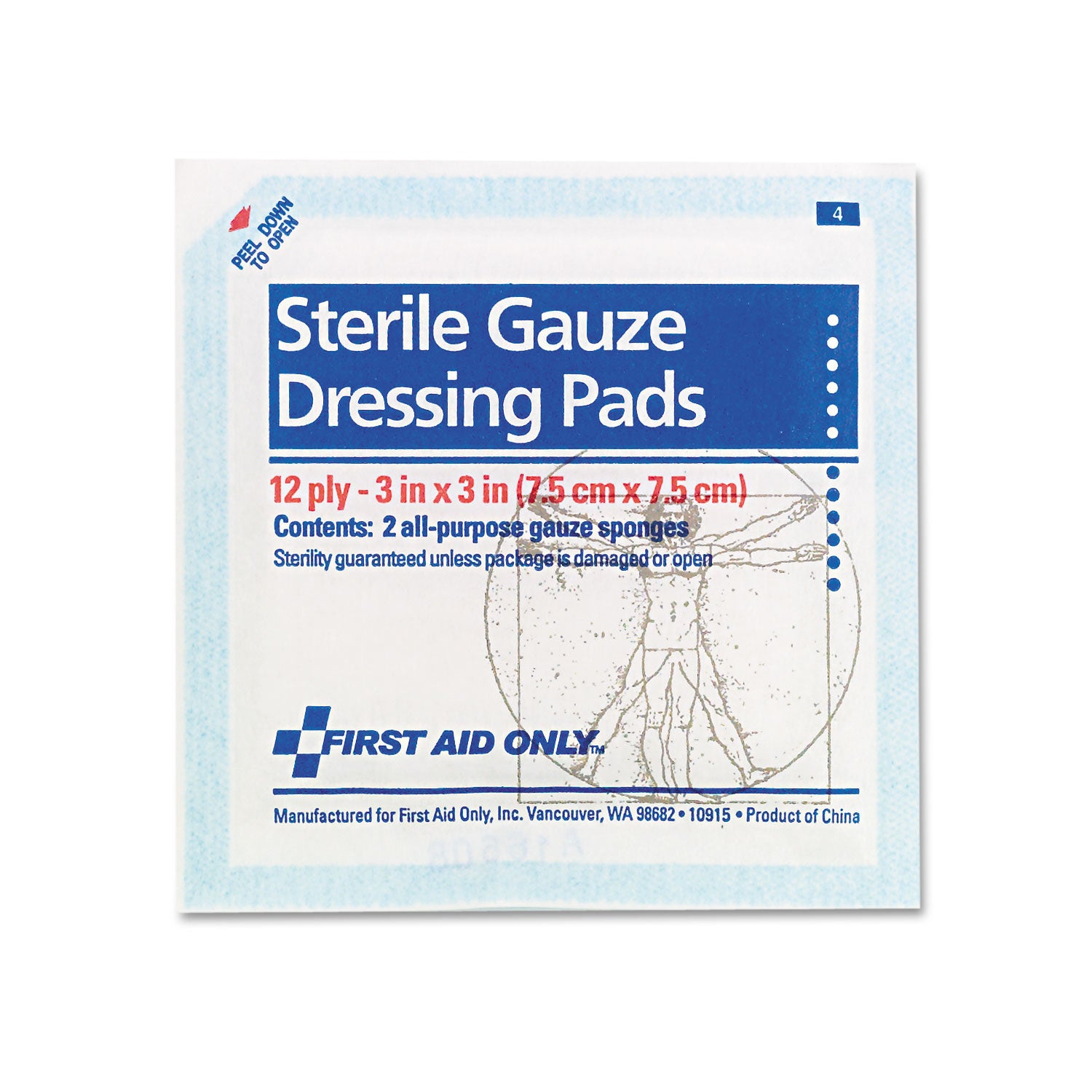 SmartCompliance Gauze Pads, Sterile, 12-Ply, 3 x 3, 5 Dual-Pads/Pack - 