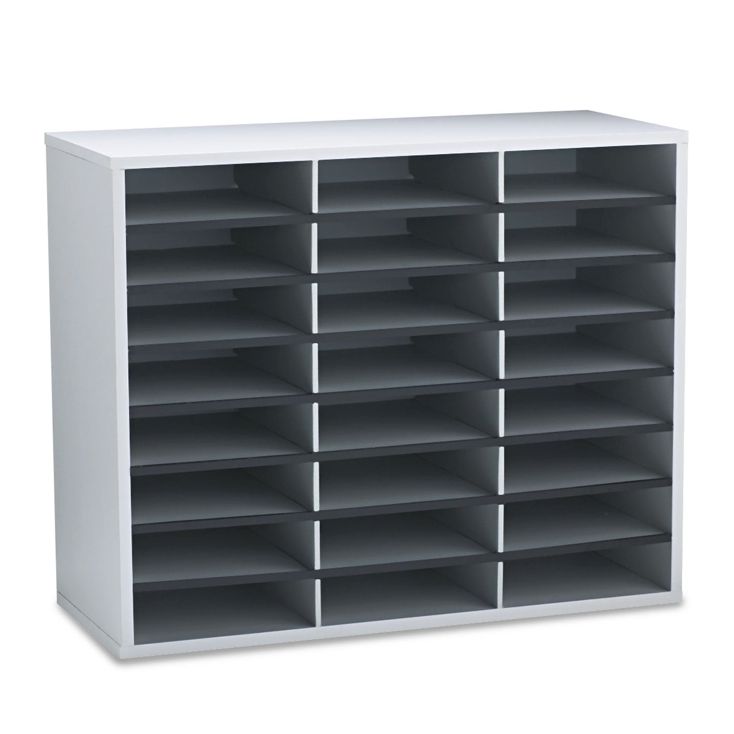 Literature Organizer, 24 Letter Compartments, 29 x 11.88 x 23.44, Dove Gray - 