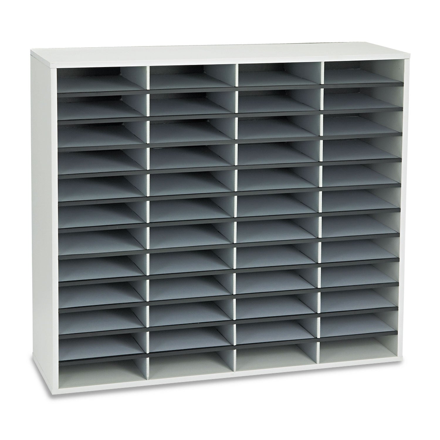 Literature Organizer, 48 Letter Compartments, 38.25 x 11.88 x 34.69, Dove Gray - 