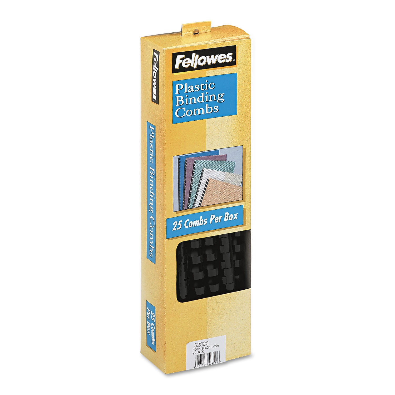 Plastic Comb Bindings, 1/2" Diameter, 90 Sheet Capacity, Black, 25/Pack - 