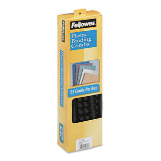 Plastic Comb Bindings, 1/2" Diameter, 90 Sheet Capacity, Black, 25/Pack