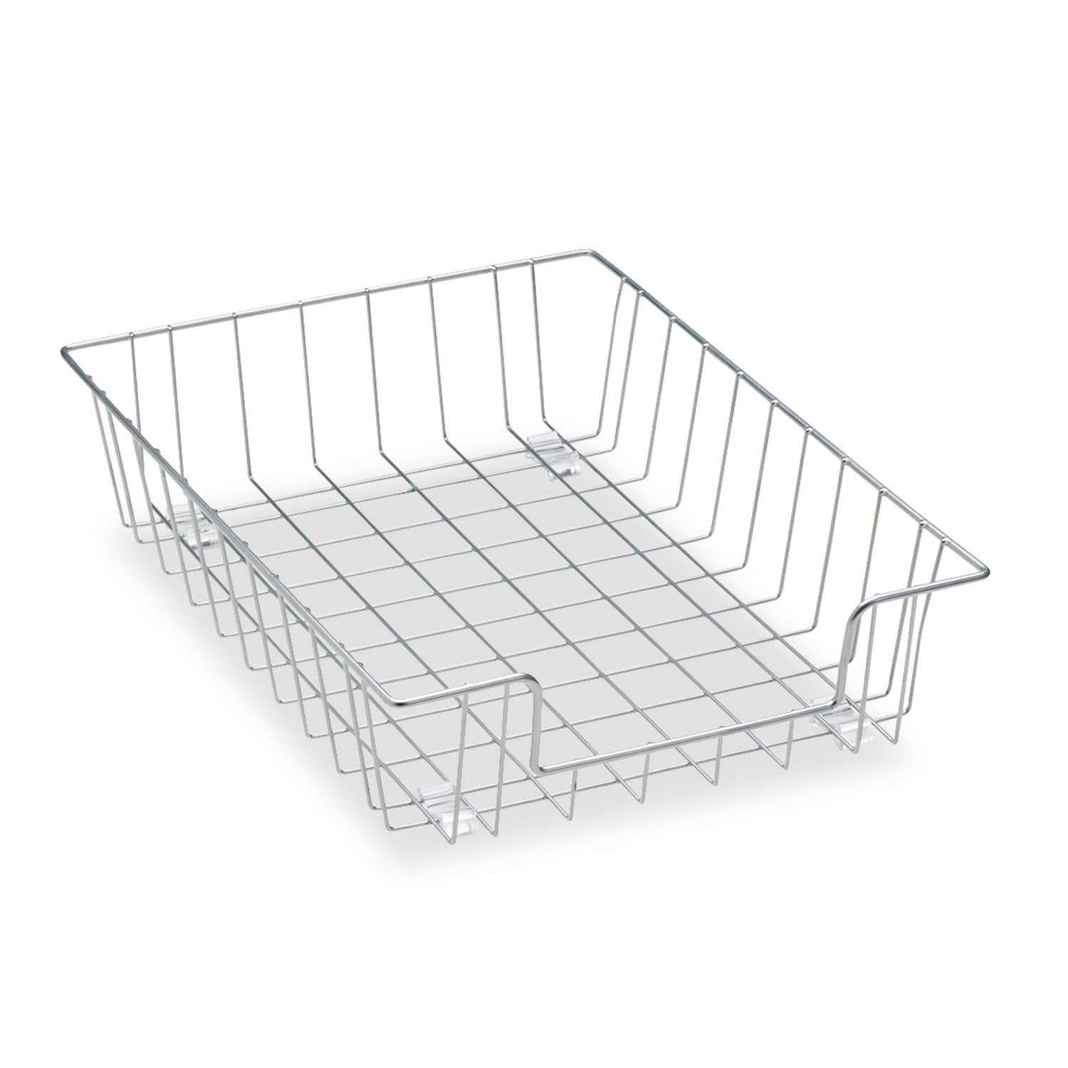 Wire Desk Tray Organizer, 1 Section, Letter Size Files, 10" x 14.13" x 3", Silver - 