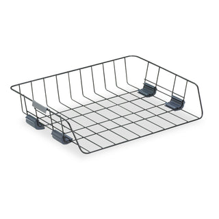 Side-Load Wire Stacking Letter Tray, 1 Section, Letter Size Files, 13.38" x 10.13" x 2.63", Black - 