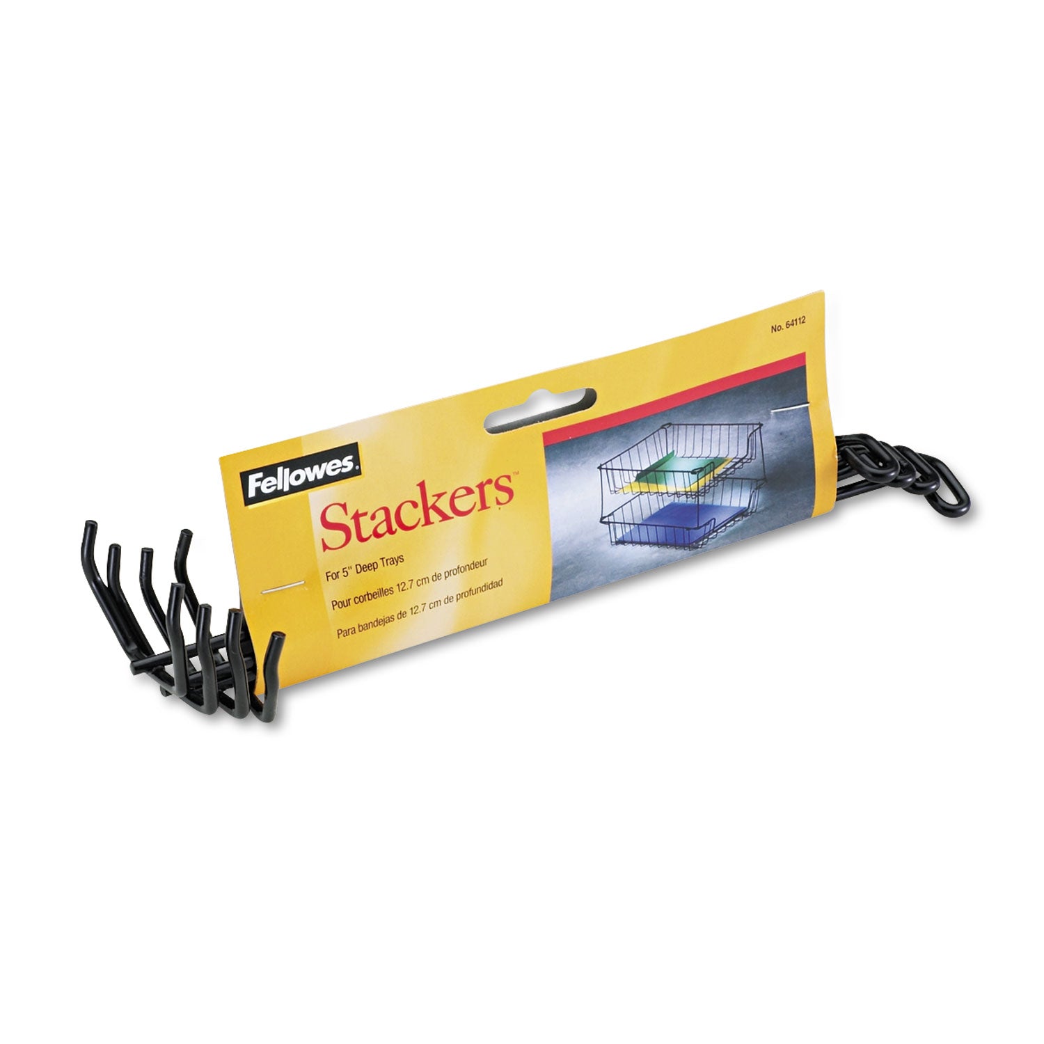 Desk Tray Stacking Posts for 5" Capacity Trays, Wire, Black, 4 Posts/Set - 