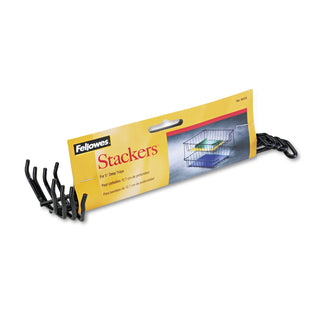 Desk Tray Stacking Posts for 5" Capacity Trays, Wire, Black, 4 Posts/Set - 